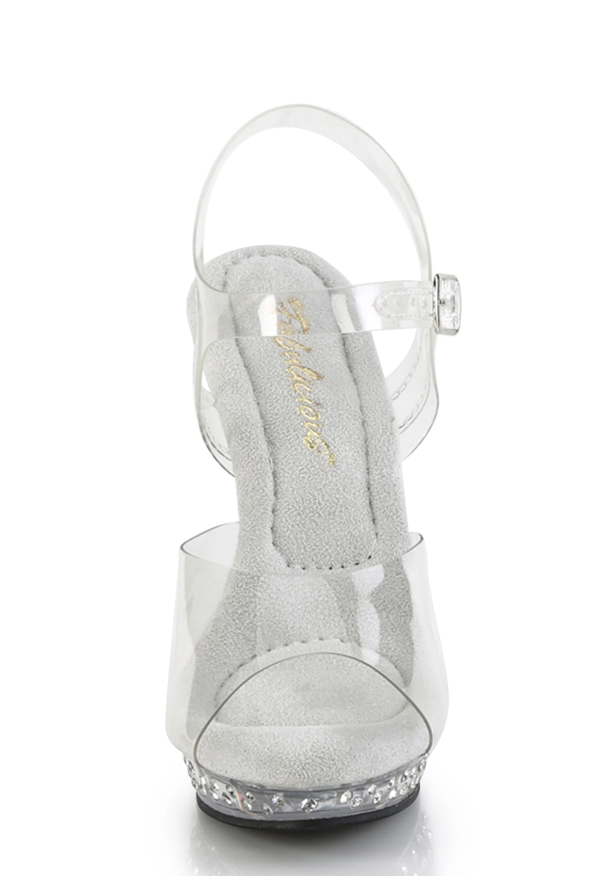 Lip-108 Platform Ankle Strap Rhinestones Studded Sandals-Clear - Image 3