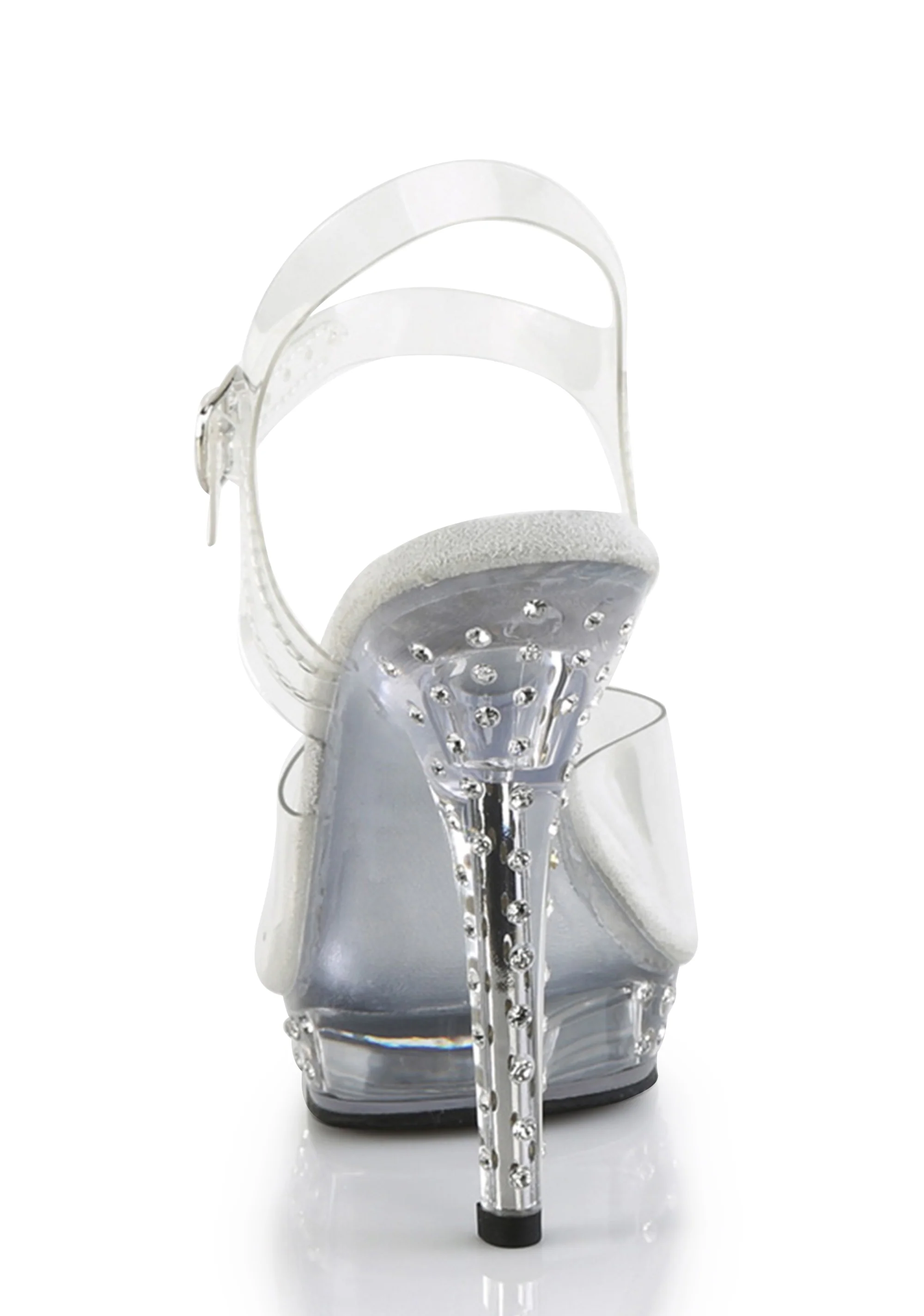 Lip-108 Platform Ankle Strap Rhinestones Studded Sandals-Clear - Image 4