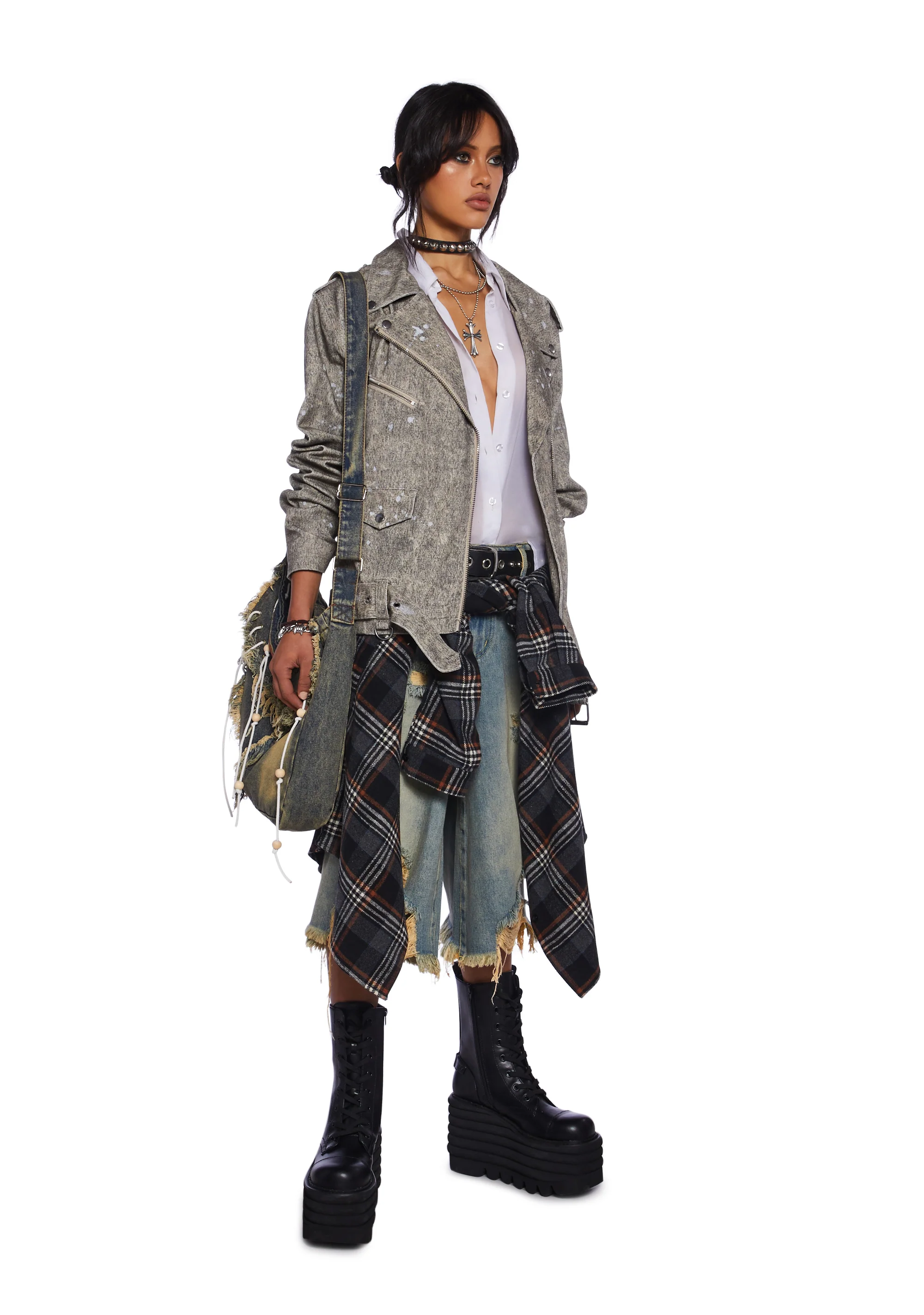 Live Thru This Acid Wash Moto Jacket - Image 2