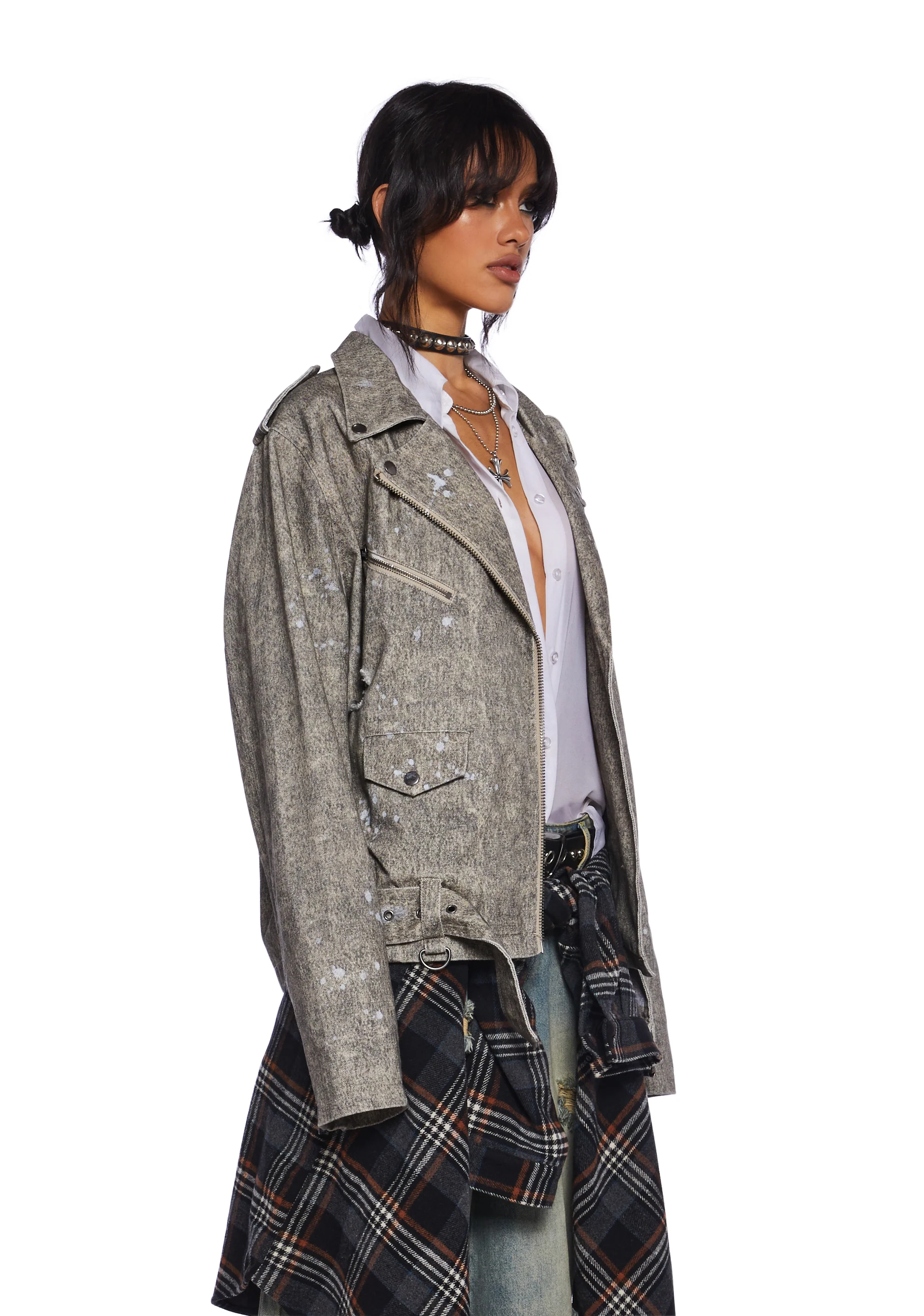 Live Thru This Acid Wash Moto Jacket - Image 3