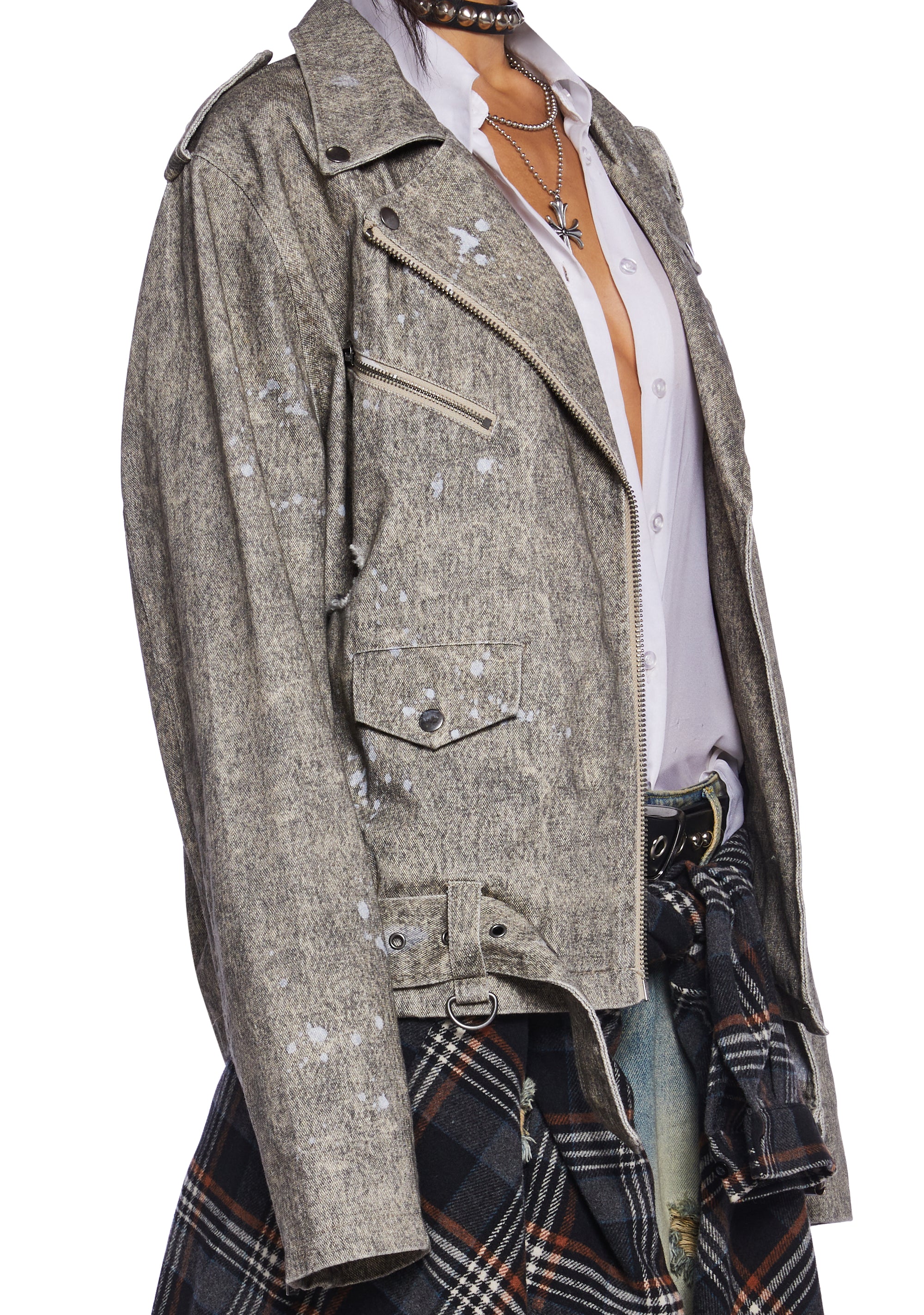 Live Thru This Acid Wash Moto Jacket - Image 5