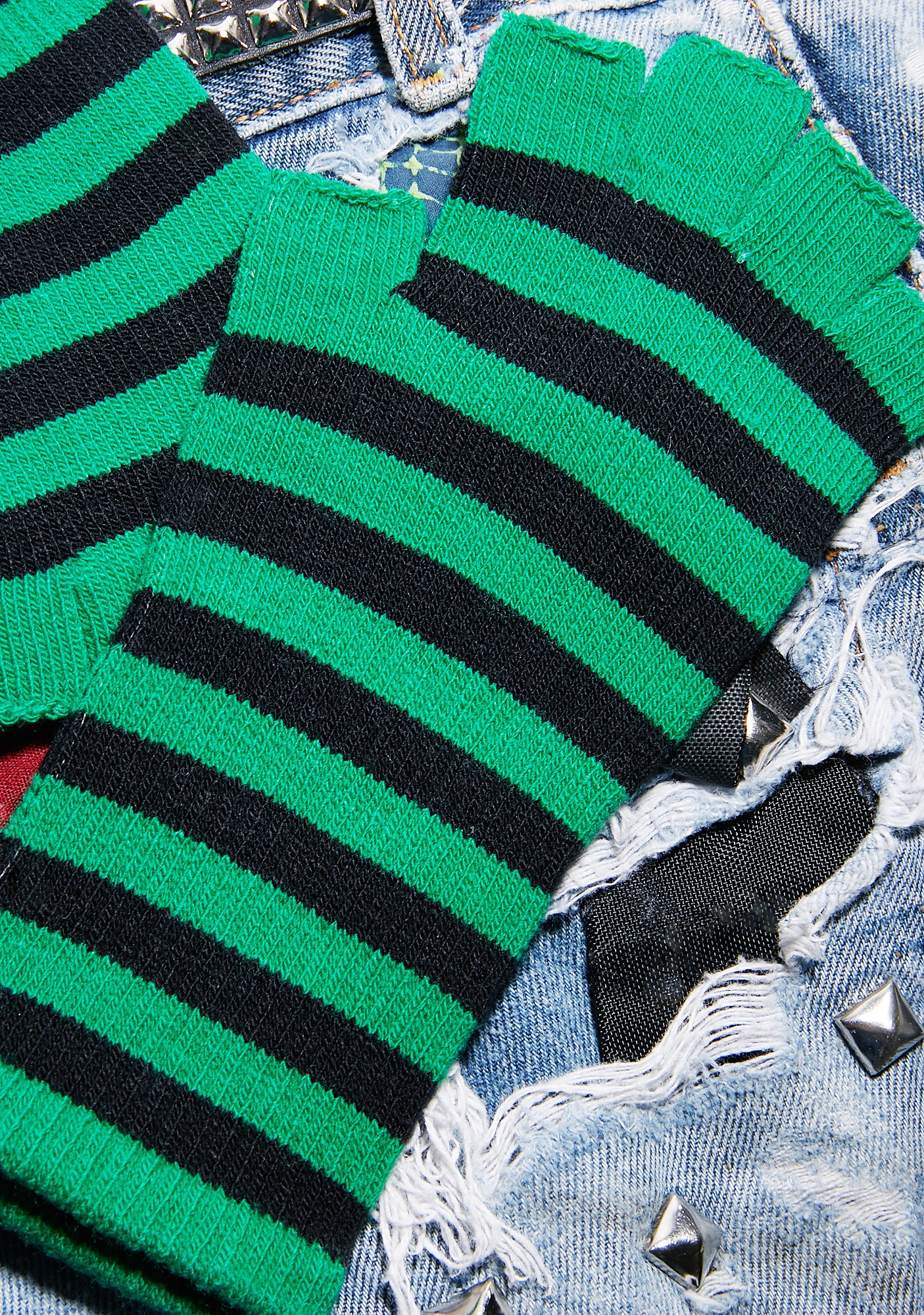 Live Wire Striped Fingerless Gloves - Image 3