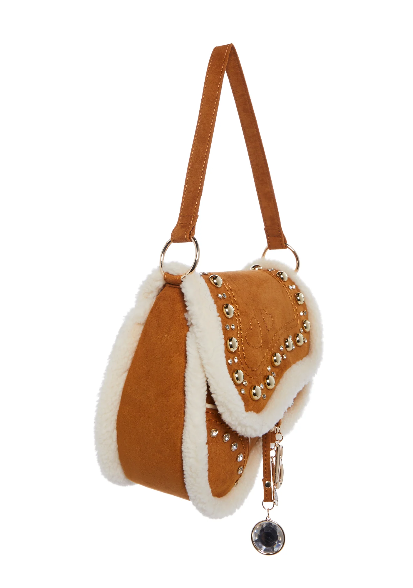 Livin' It Up Studded Saddle Bag - Brown - Image 3