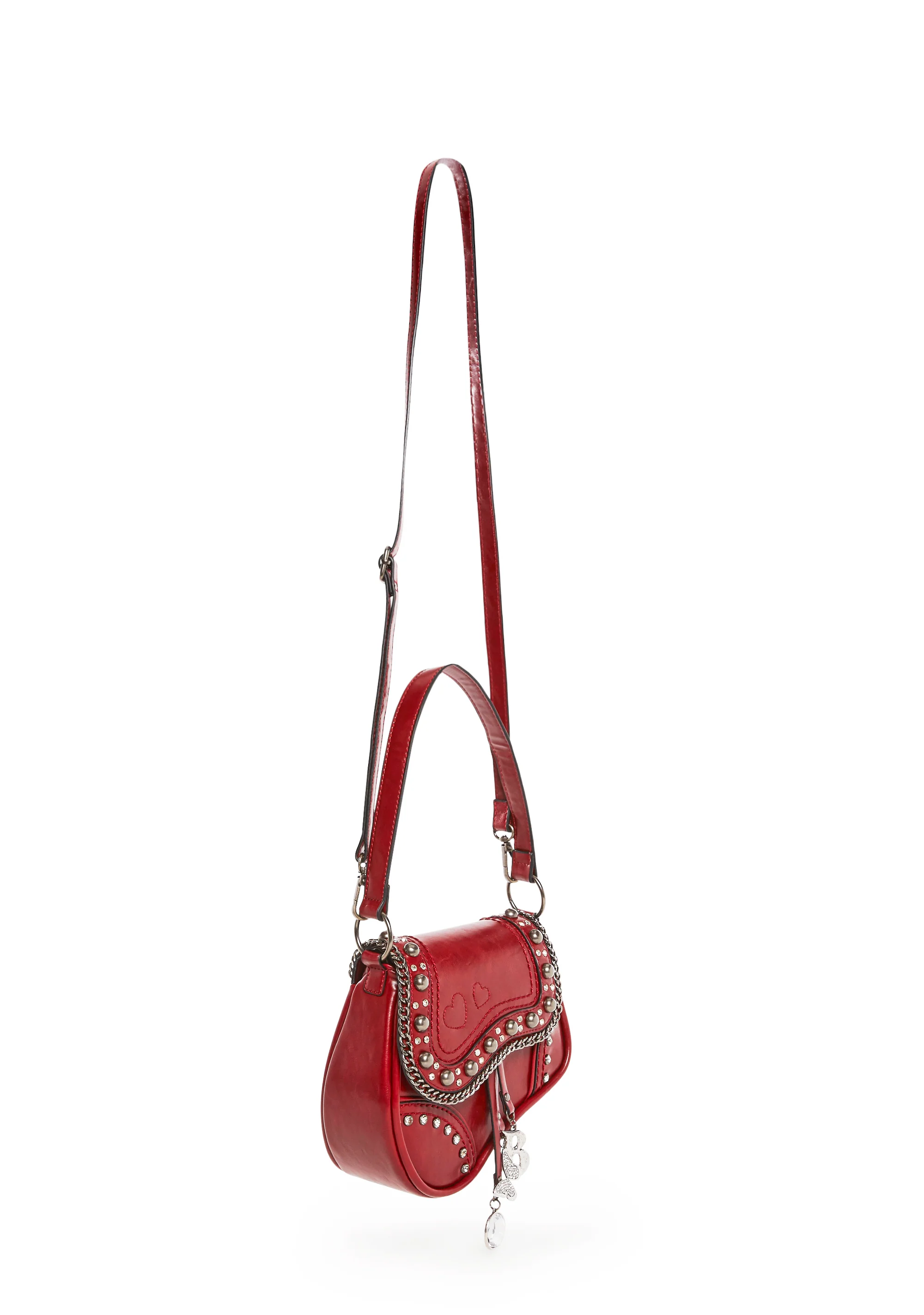 Livin' It Up Studded Saddle Bag - Red - Image 3