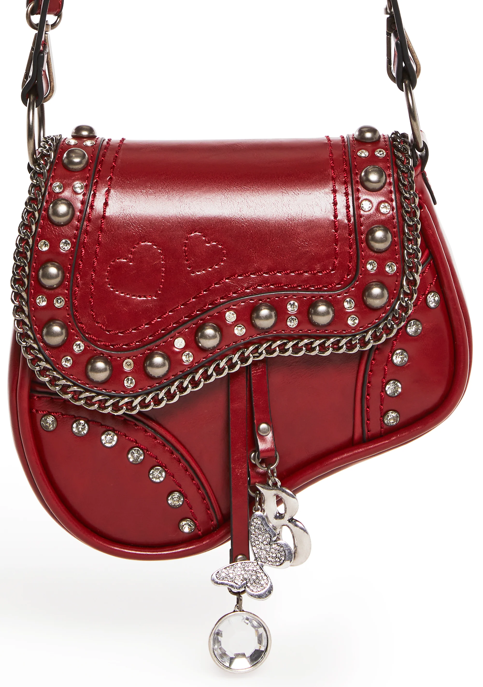 Livin' It Up Studded Saddle Bag - Red - Image 6
