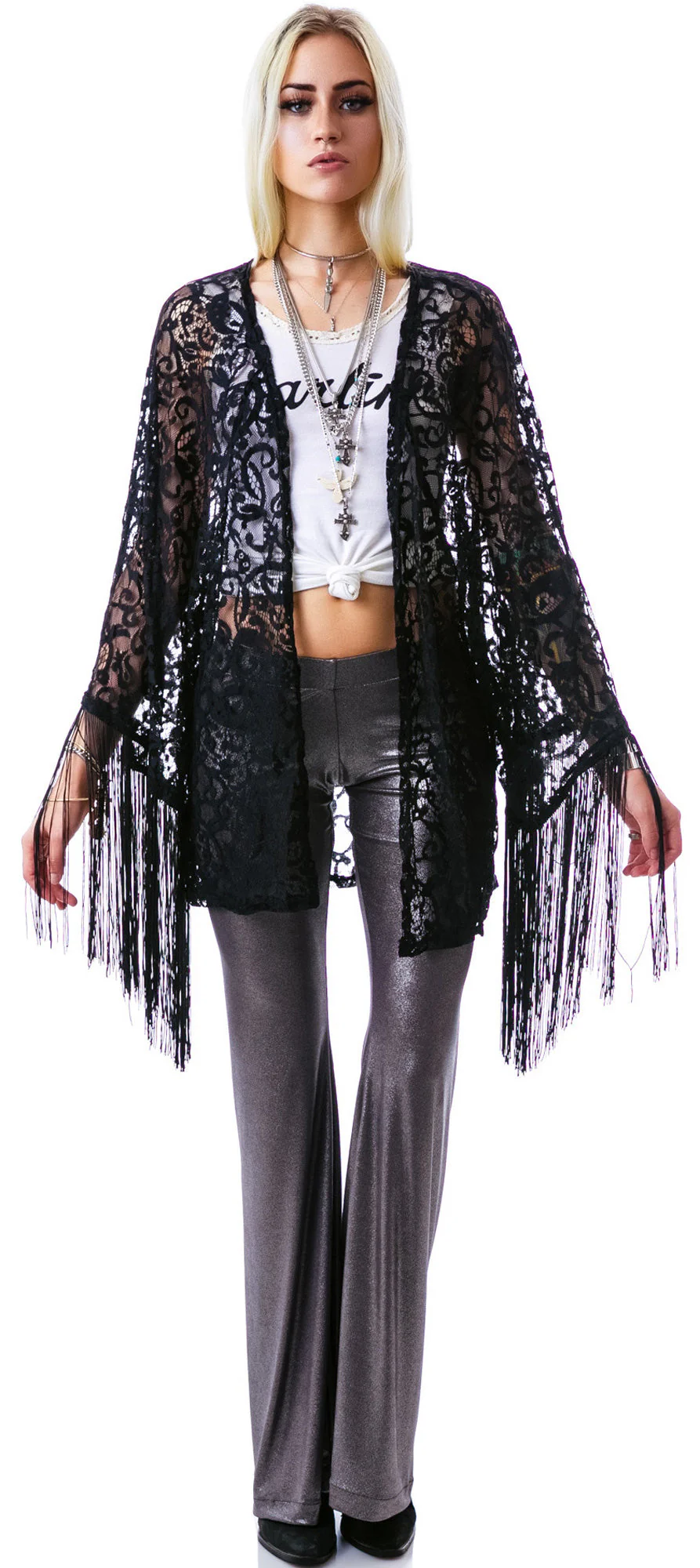 Livin' On The Fringe Kimono - White - Image 10