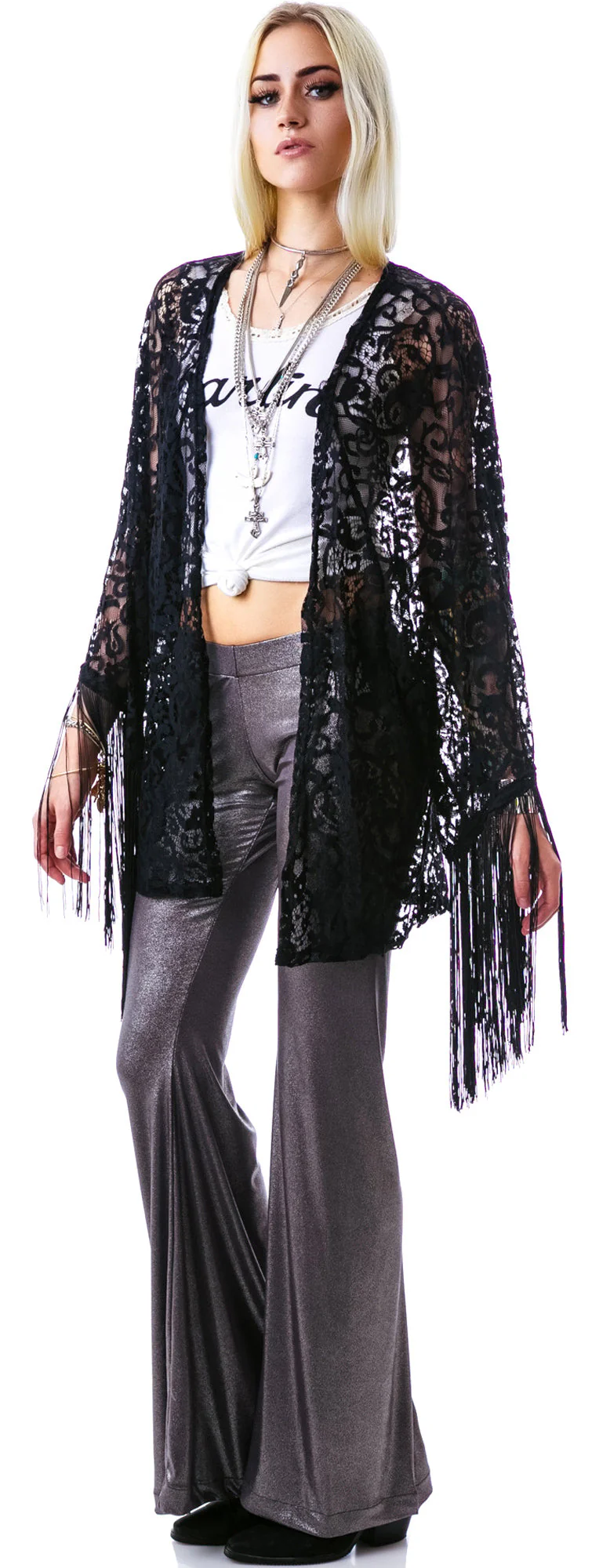 Livin' On The Fringe Kimono - White - Image 11