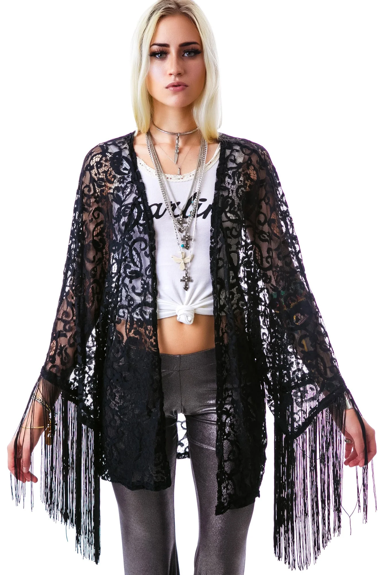 Livin' On The Fringe Kimono - White - Image 8