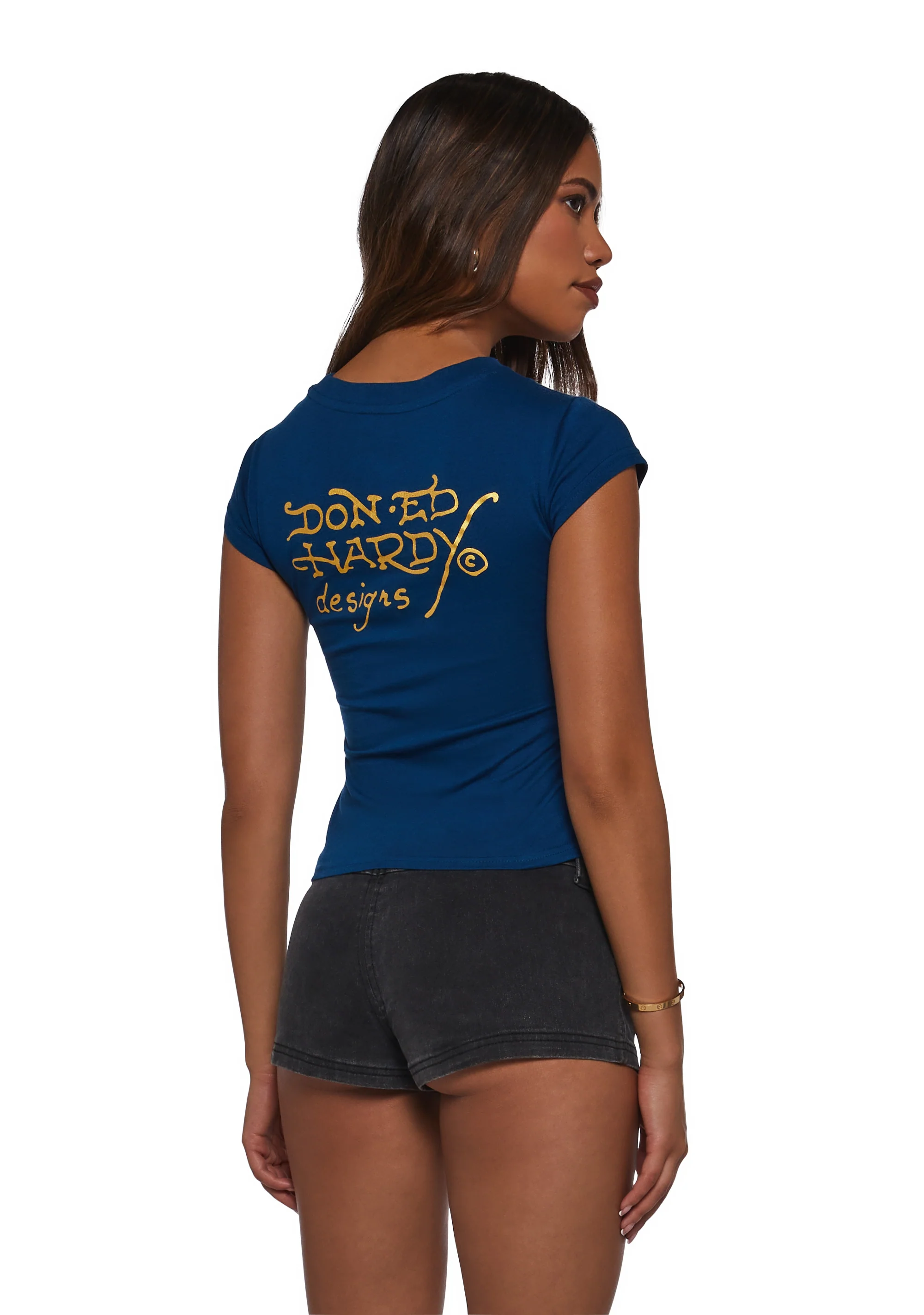LKS Skull Rhinestone Cap Sleeve Tee - Image 4