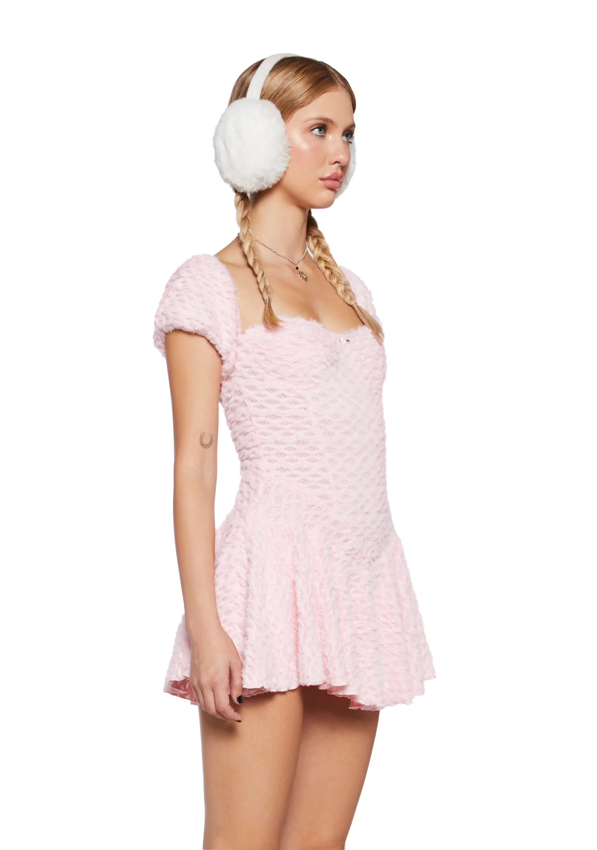 Lodge Party Fuzzy Dress - Pink - Image 3