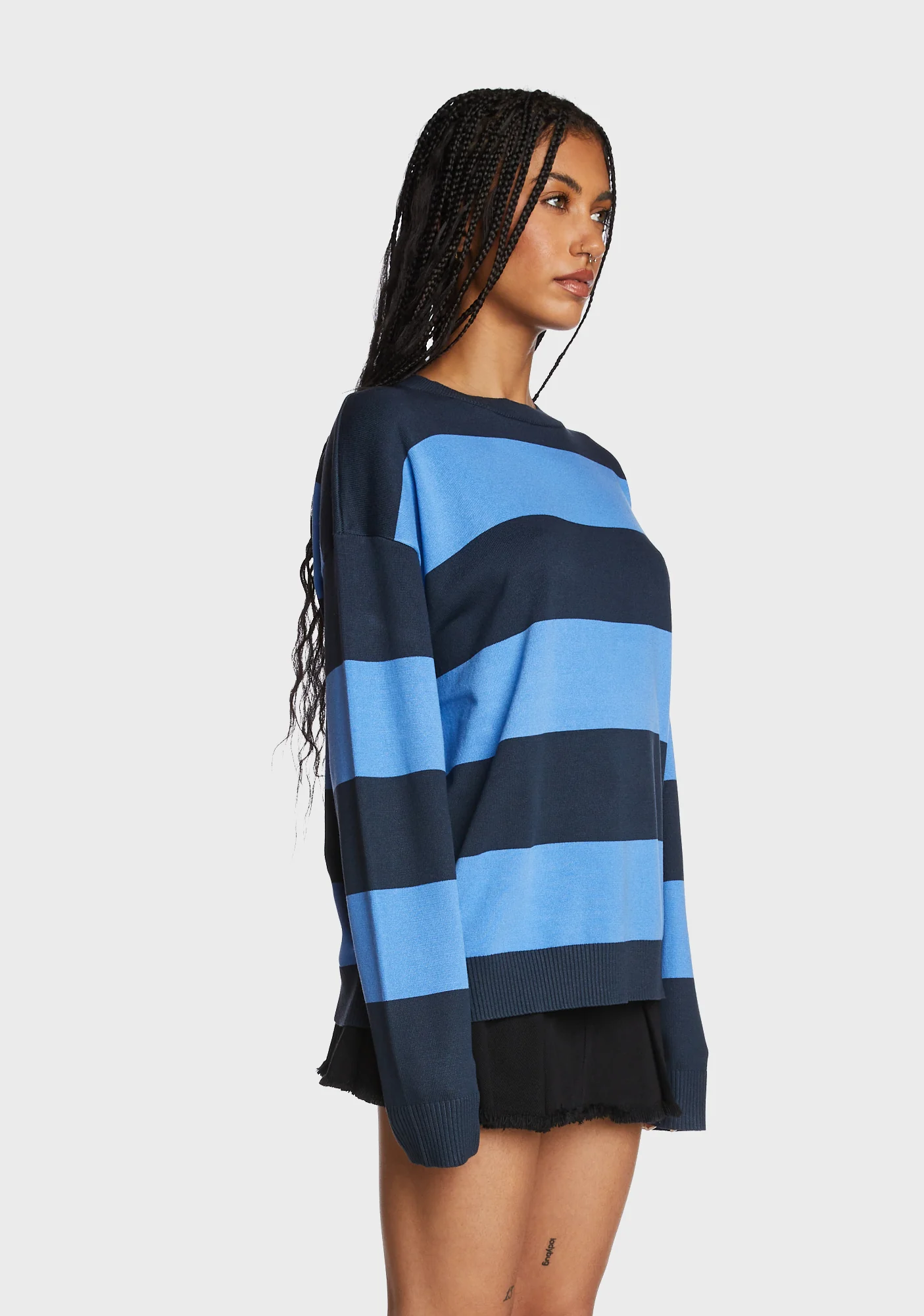 Logan Light Knit Oversized Sweater - Blue - Image 3
