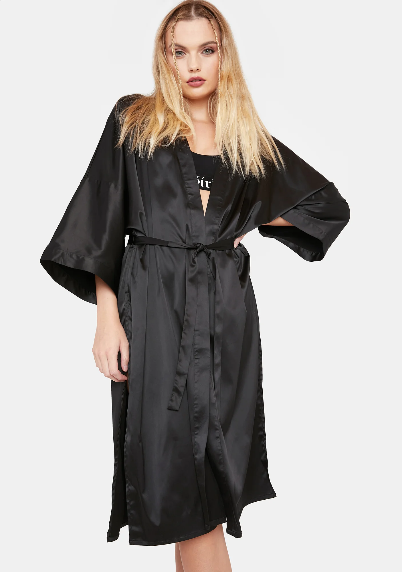 Logo Embroidered Satin Robe - Image 3