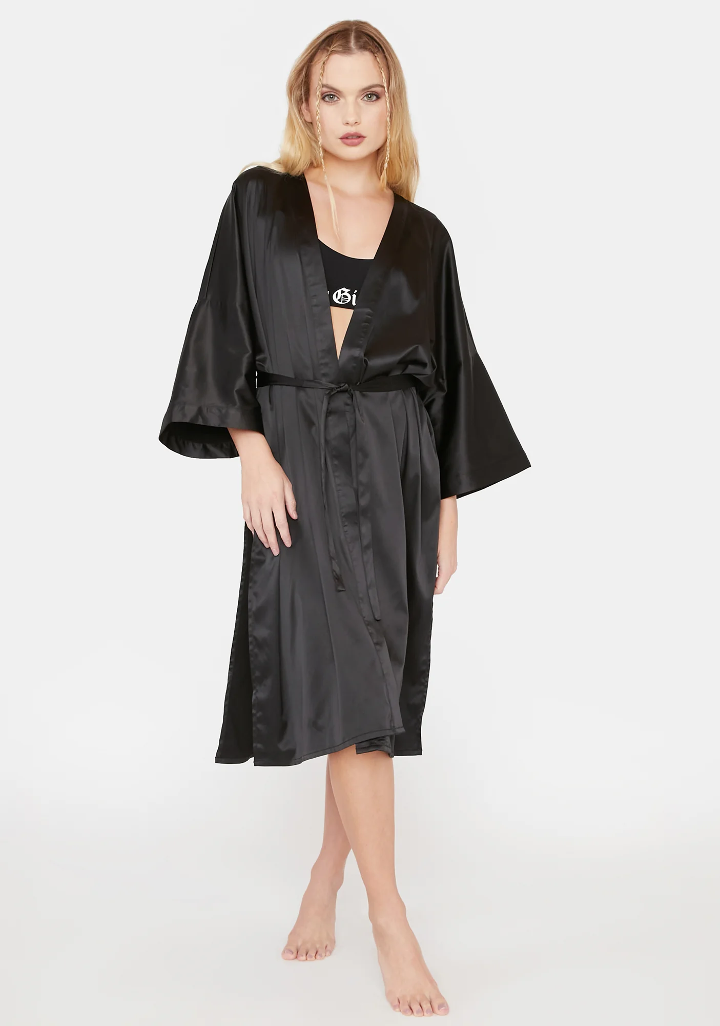Logo Embroidered Satin Robe - Image 5
