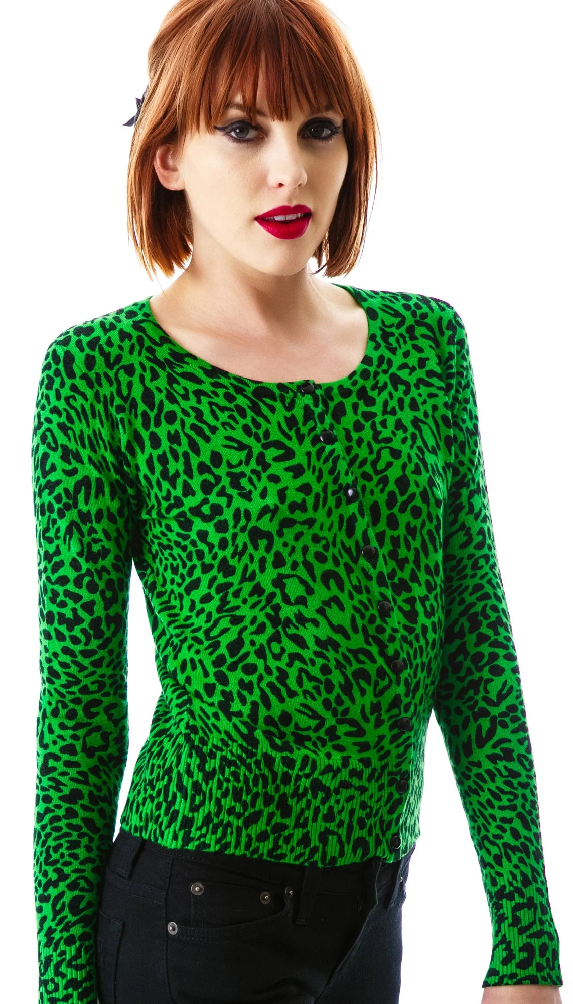 Lola Leopard Cardigan - Green - Image 3