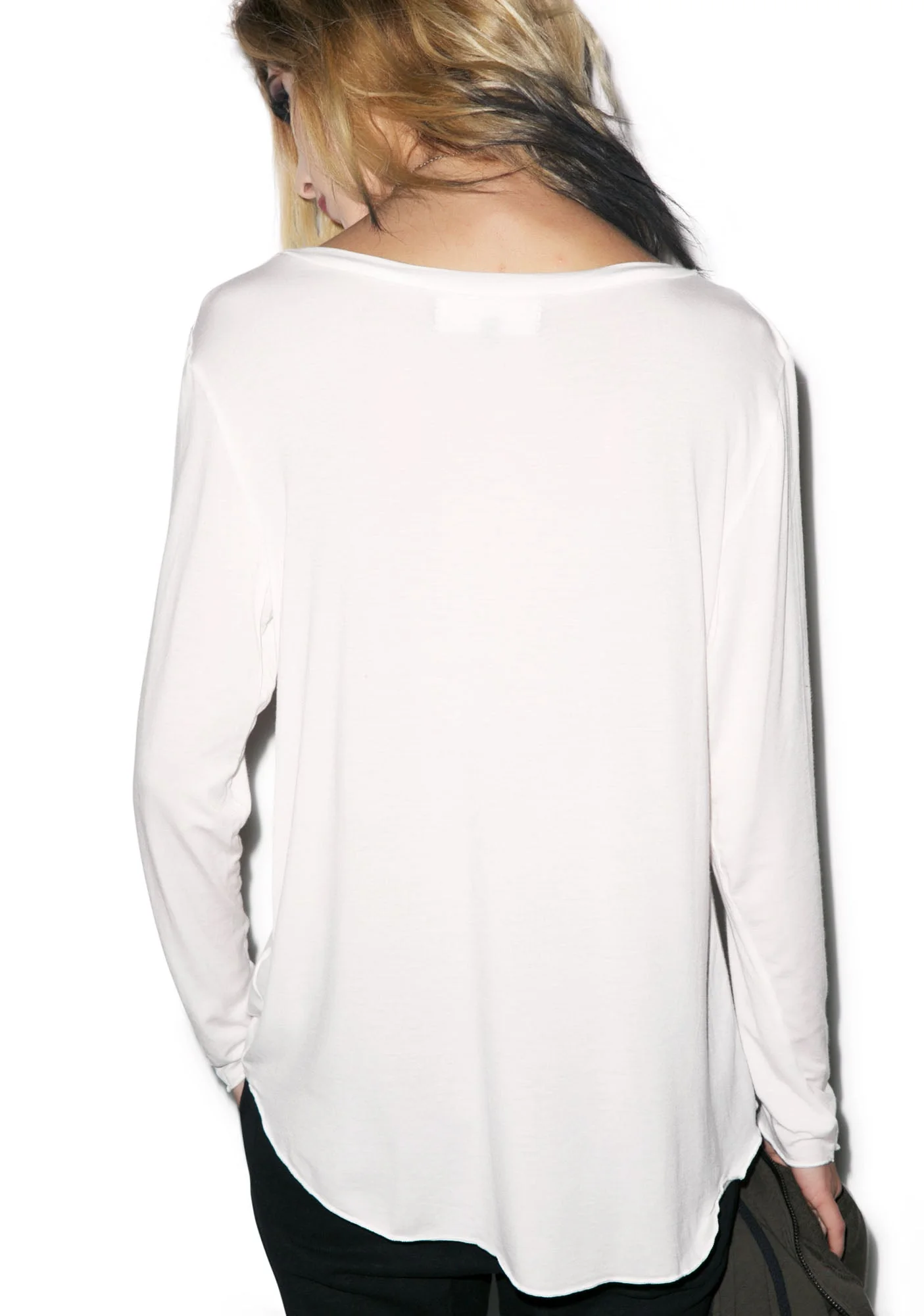 Long Lazy Tee - White - Image 6