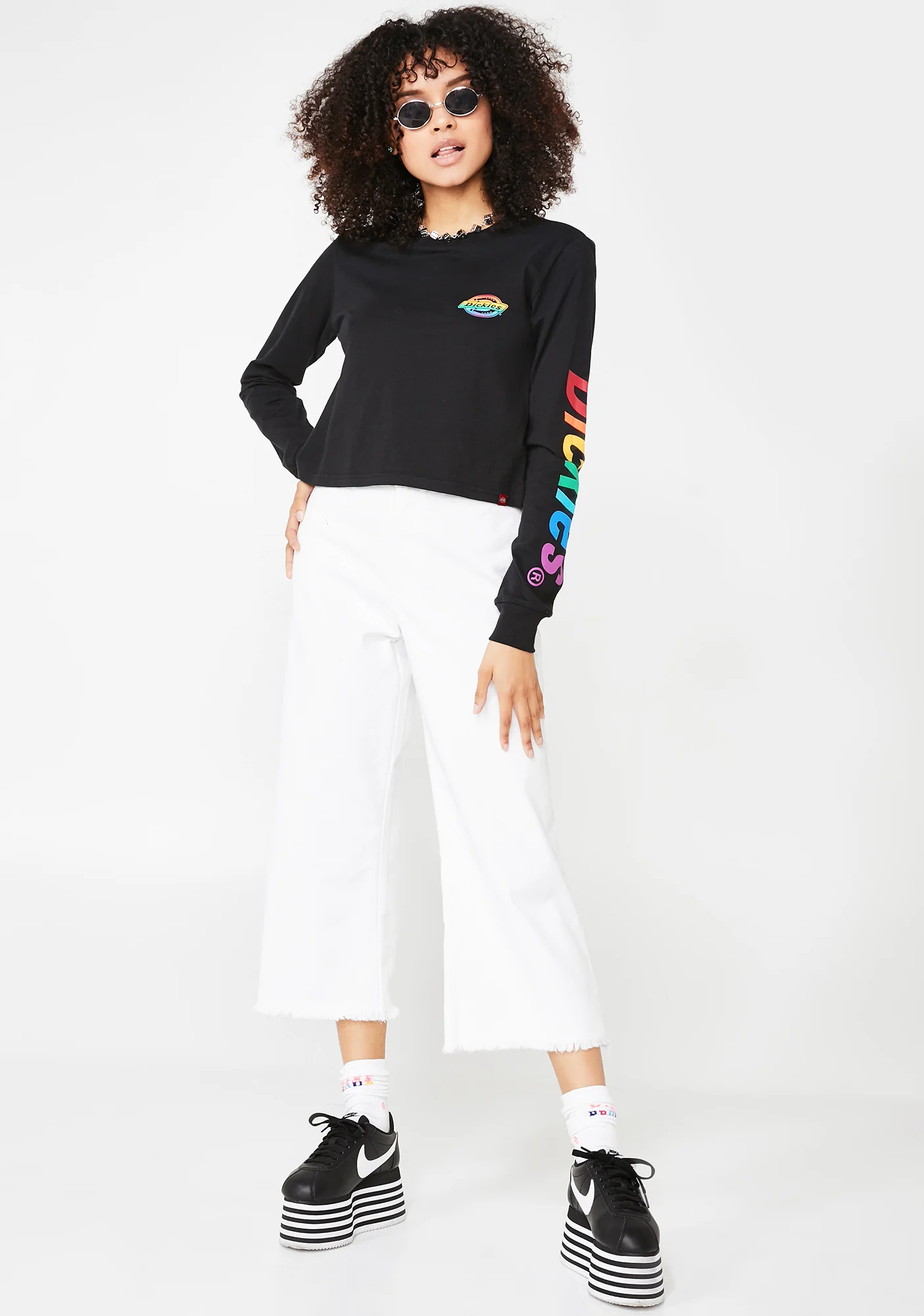 Long Sleeve Crop Rainbow Tee - Image 3