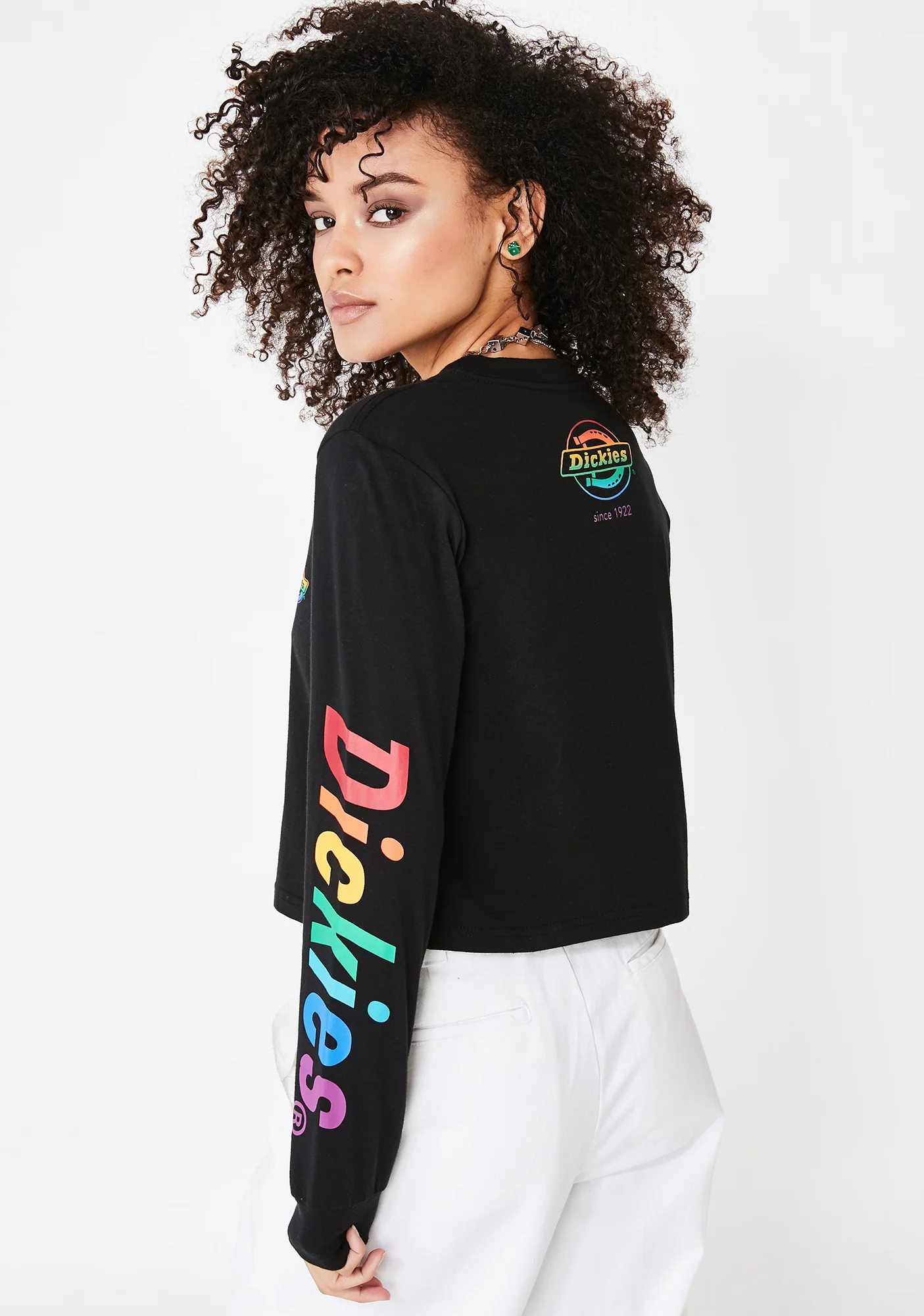 Long Sleeve Crop Rainbow Tee - Image 4