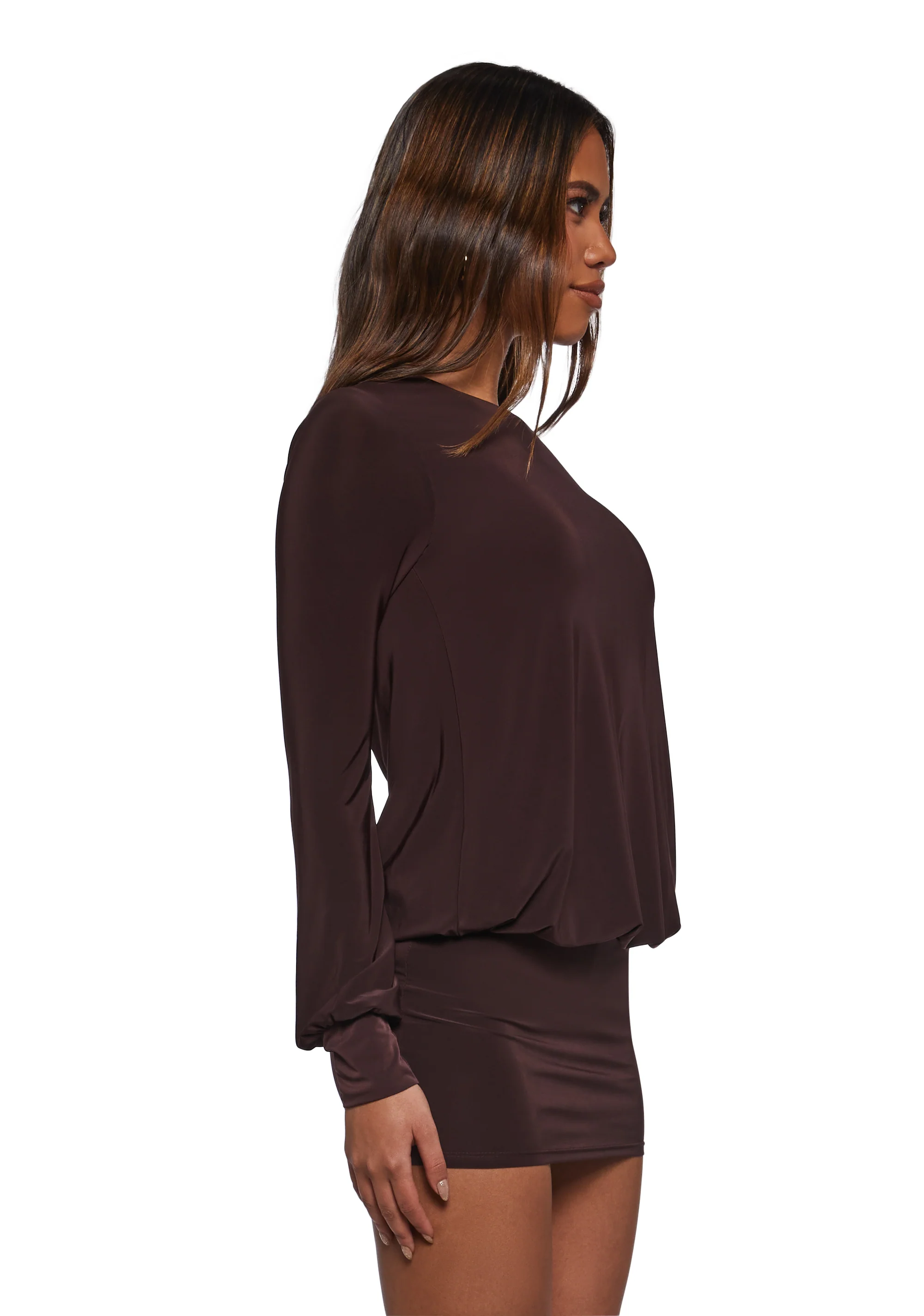 Class Clique Long Sleeve Dress - Brown - Image 3