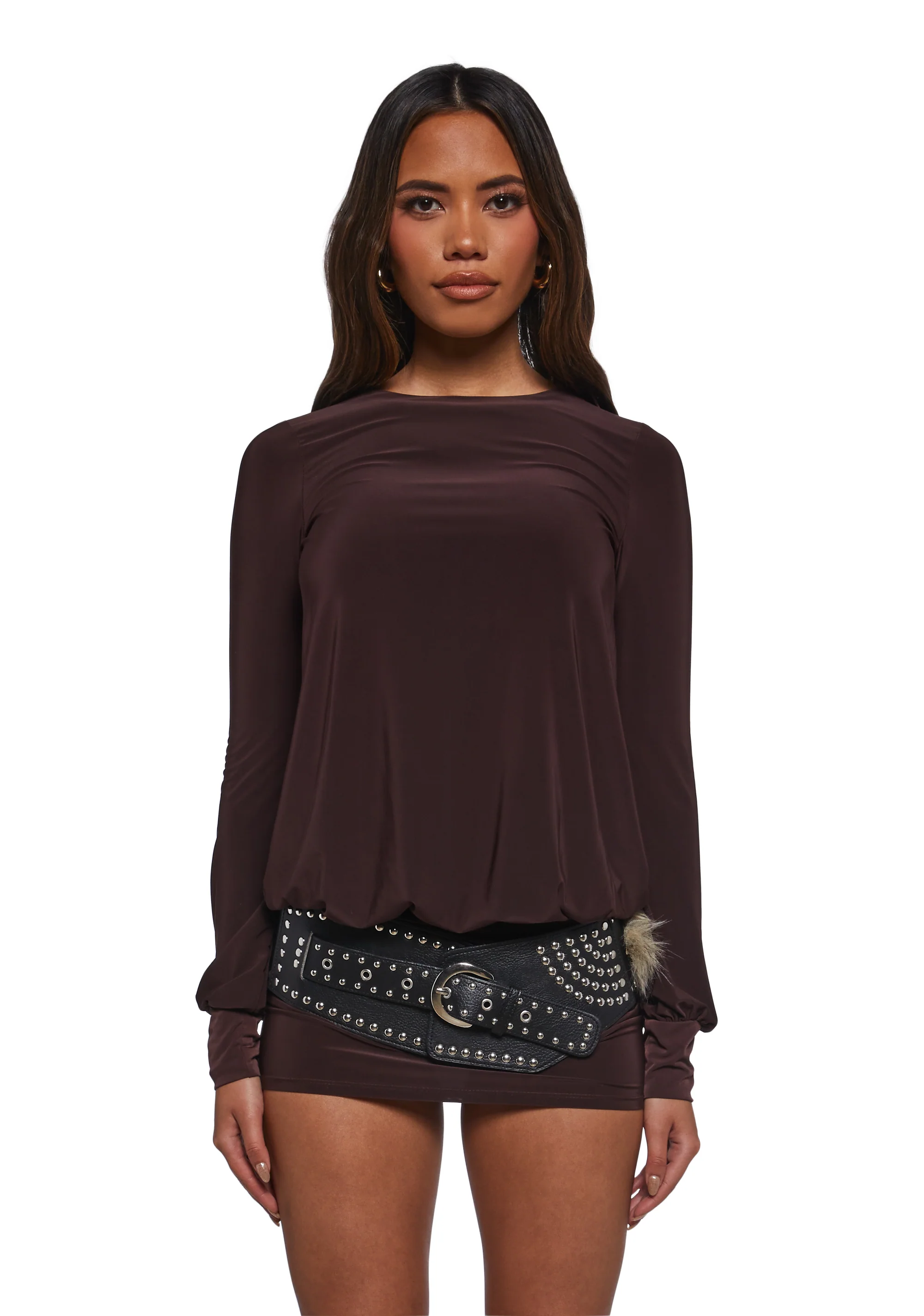 Class Clique Long Sleeve Dress - Brown - Image 6