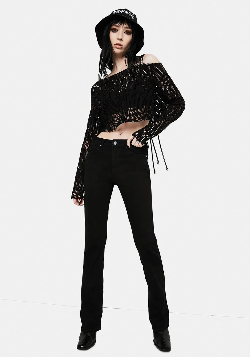 Long Sleeve Strappy Shoulder Top - Image 3