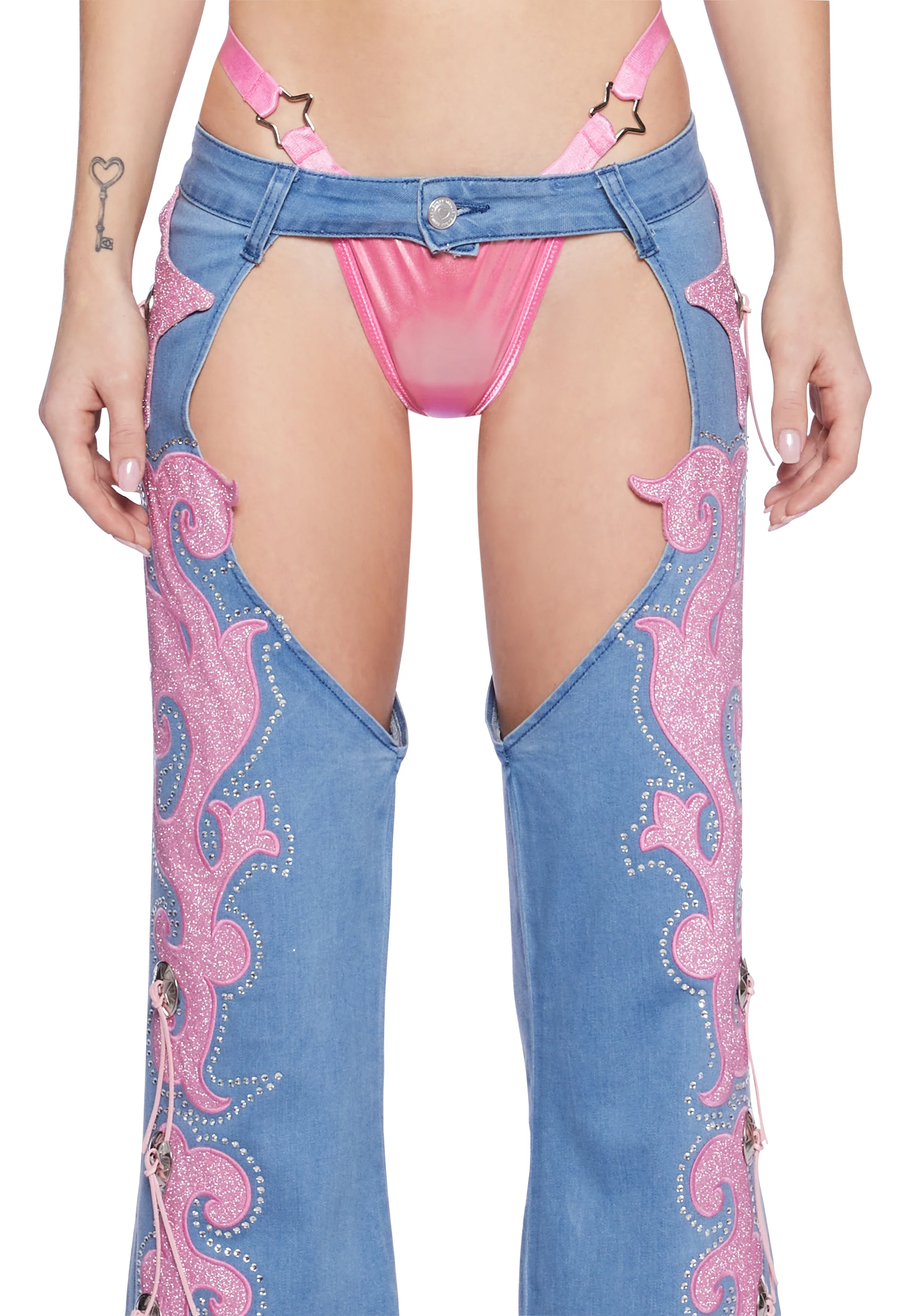 Longing Heart Denim Chaps - Blue - Image 5