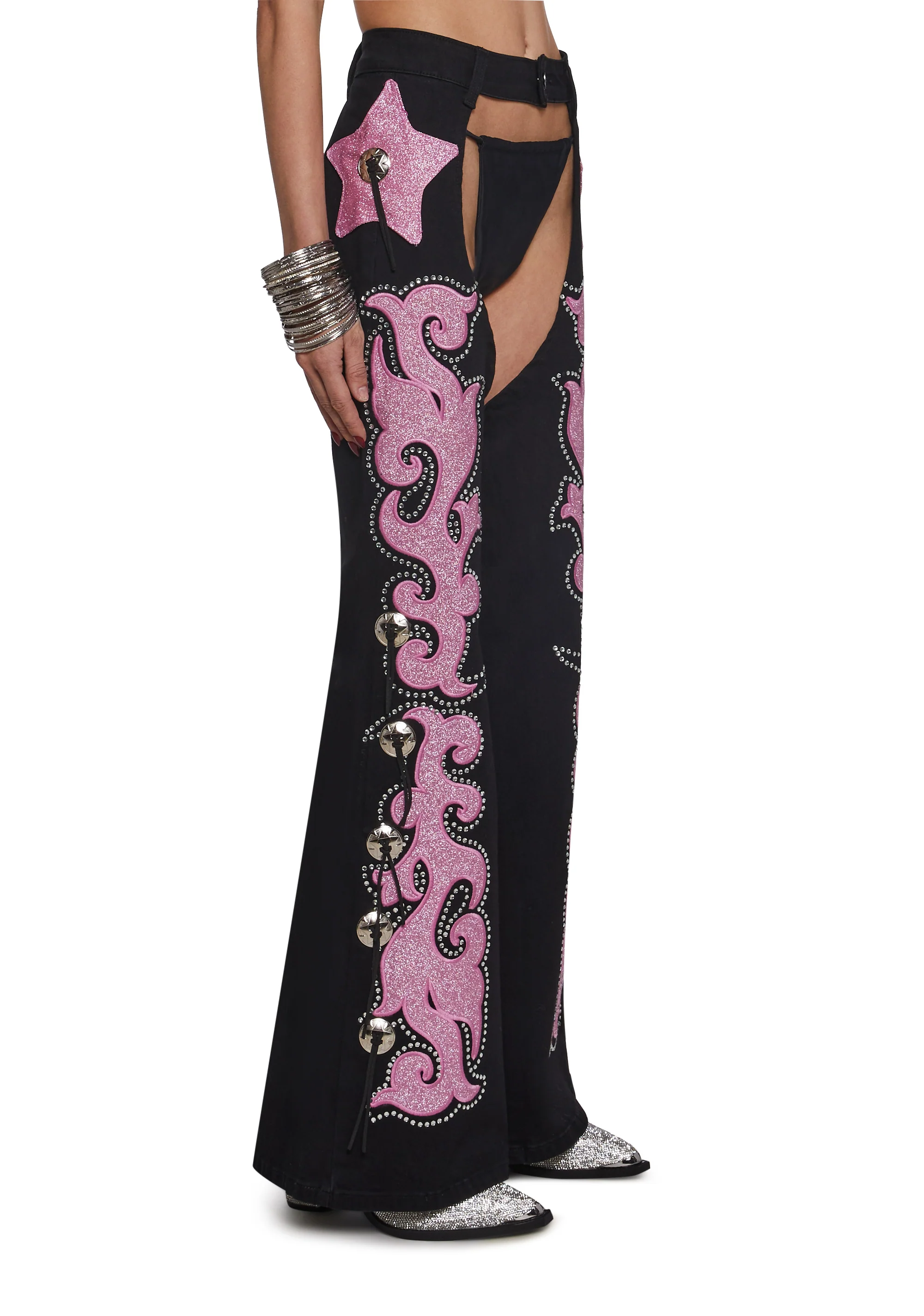 Longing Heart Denim Chaps - Black - Image 3