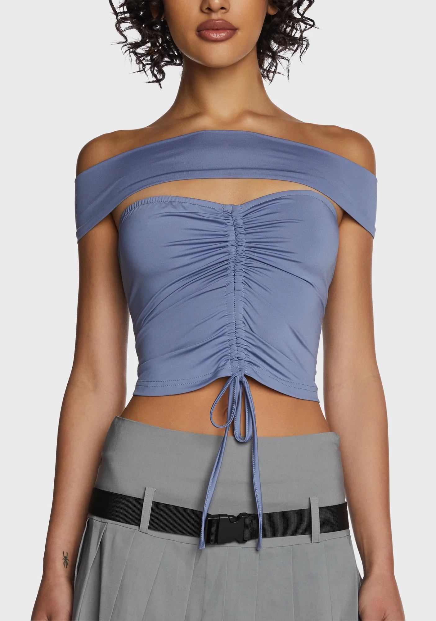 Look Again Crop Top - Gray - Image 2