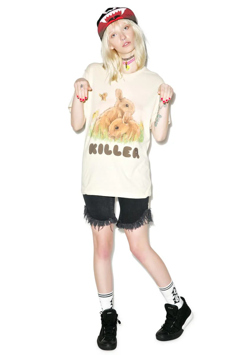 Loose Bunny Tee - White - Image 3