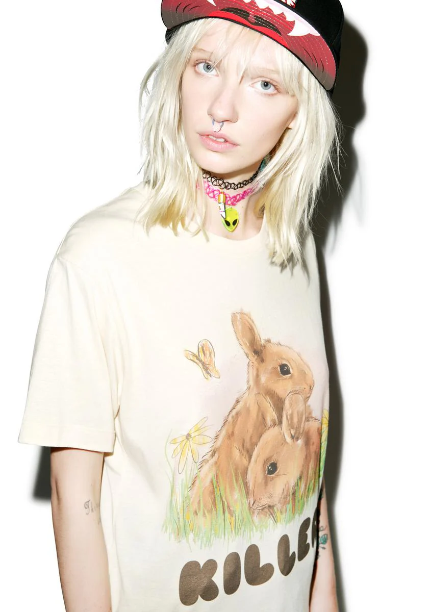 Loose Bunny Tee - White - Image 4