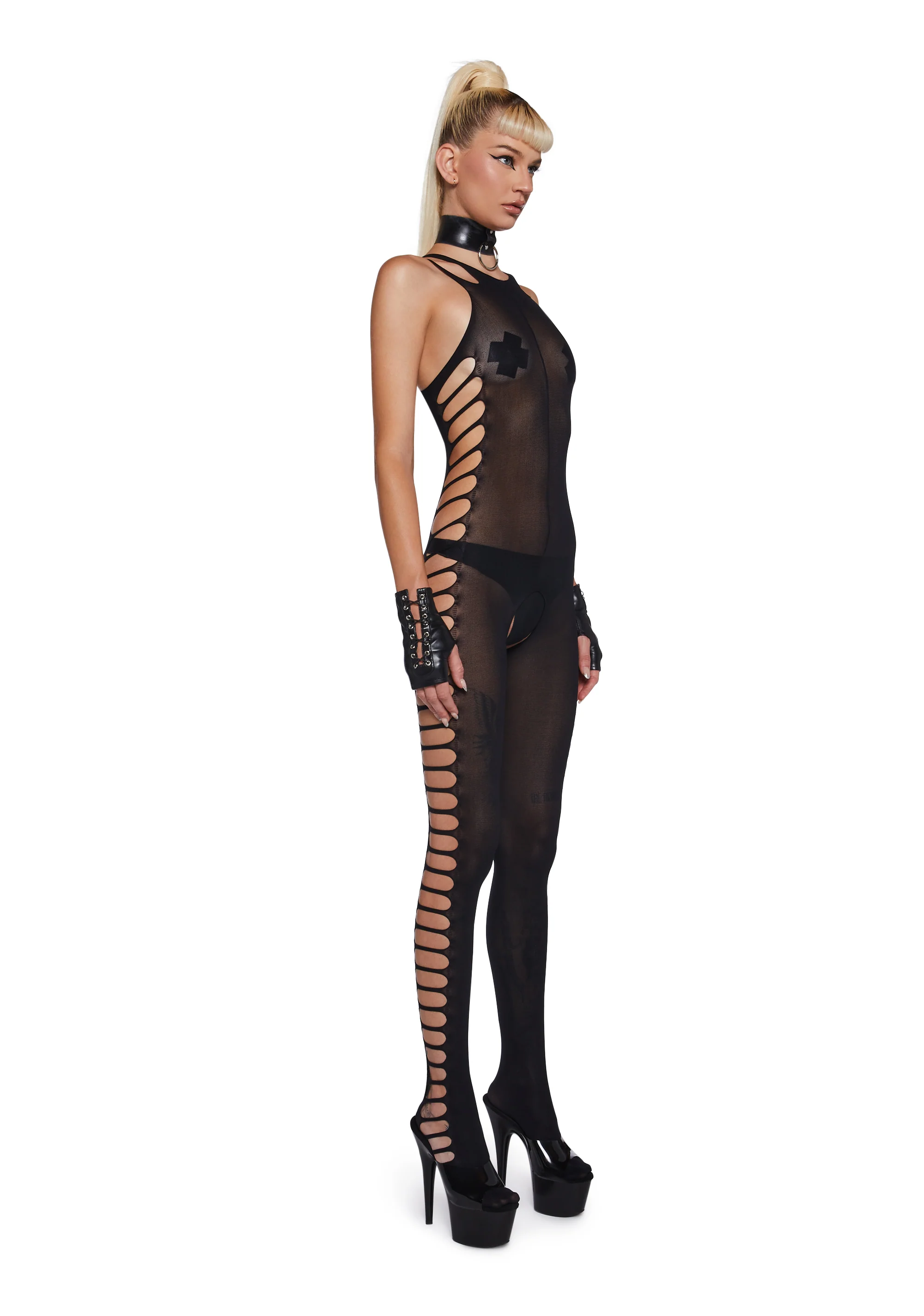 Lost In Lust Cut Out Body Stocking - Black - Image 3