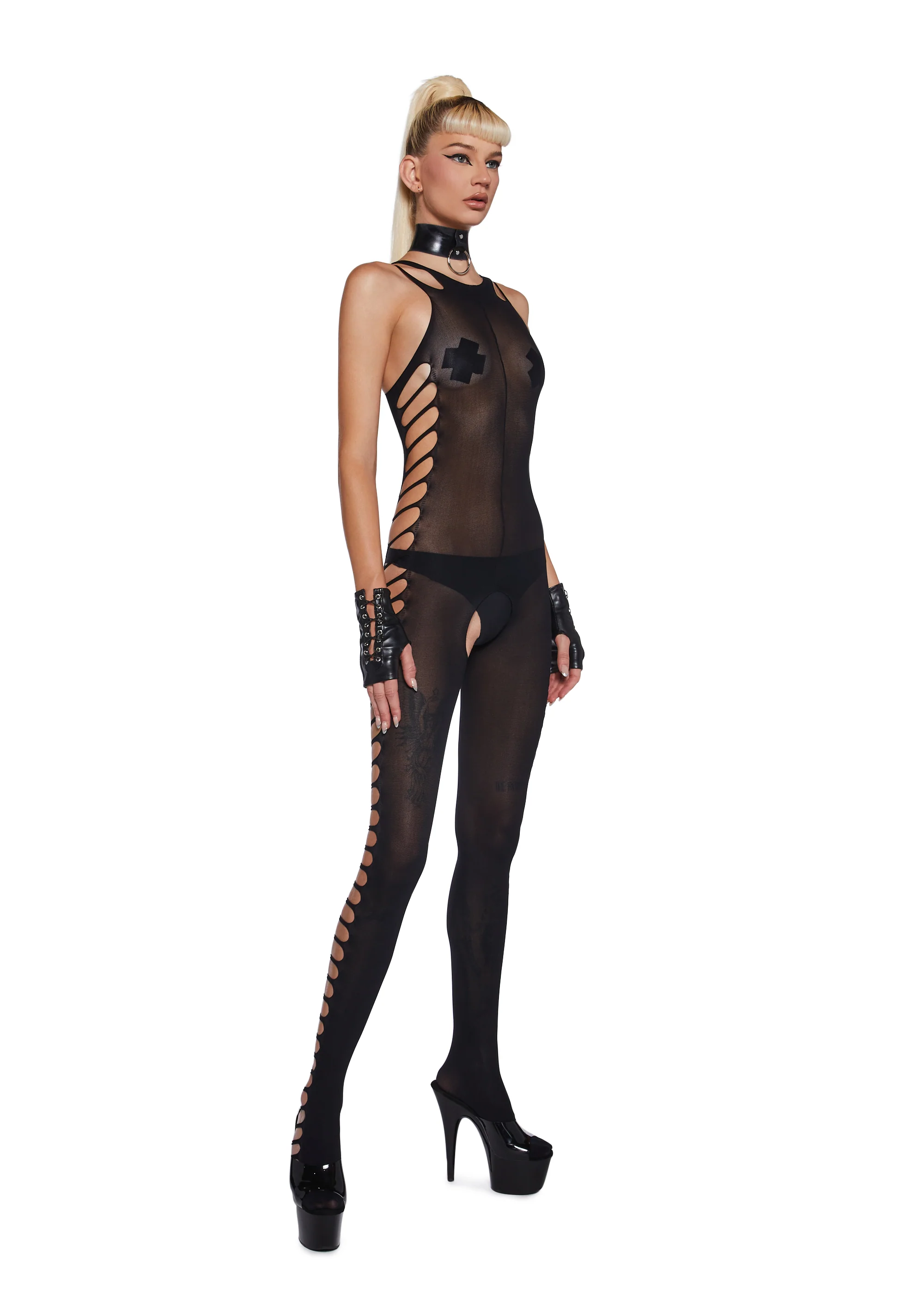 Lost In Lust Cut Out Body Stocking - Black - Image 5