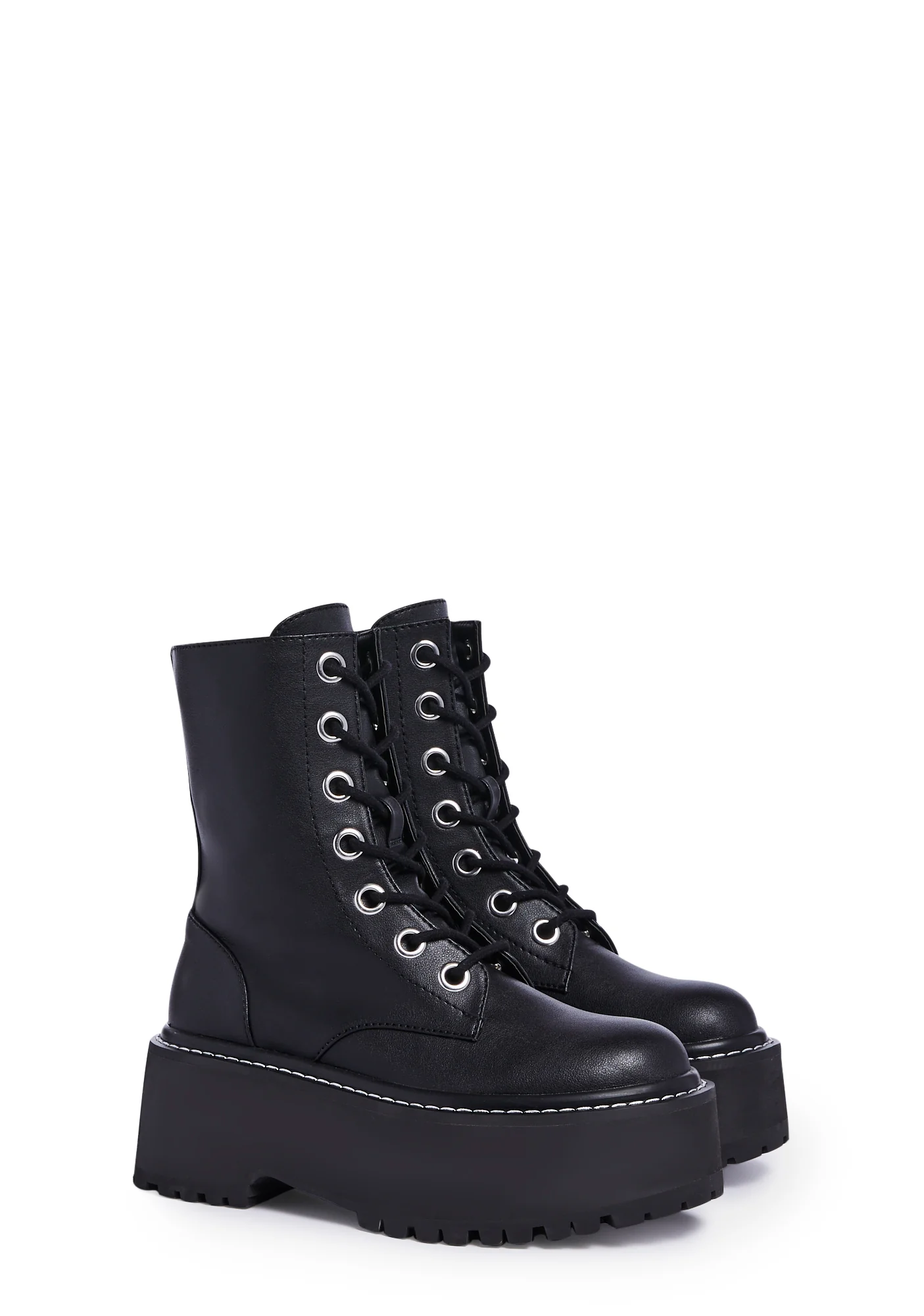 Lost In The Crowd Combat Boots - Black - Image 3
