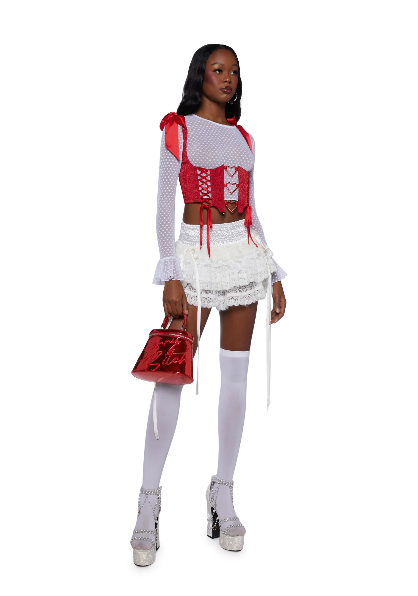 Love Affair Underbust Corset - Red - Image 2
