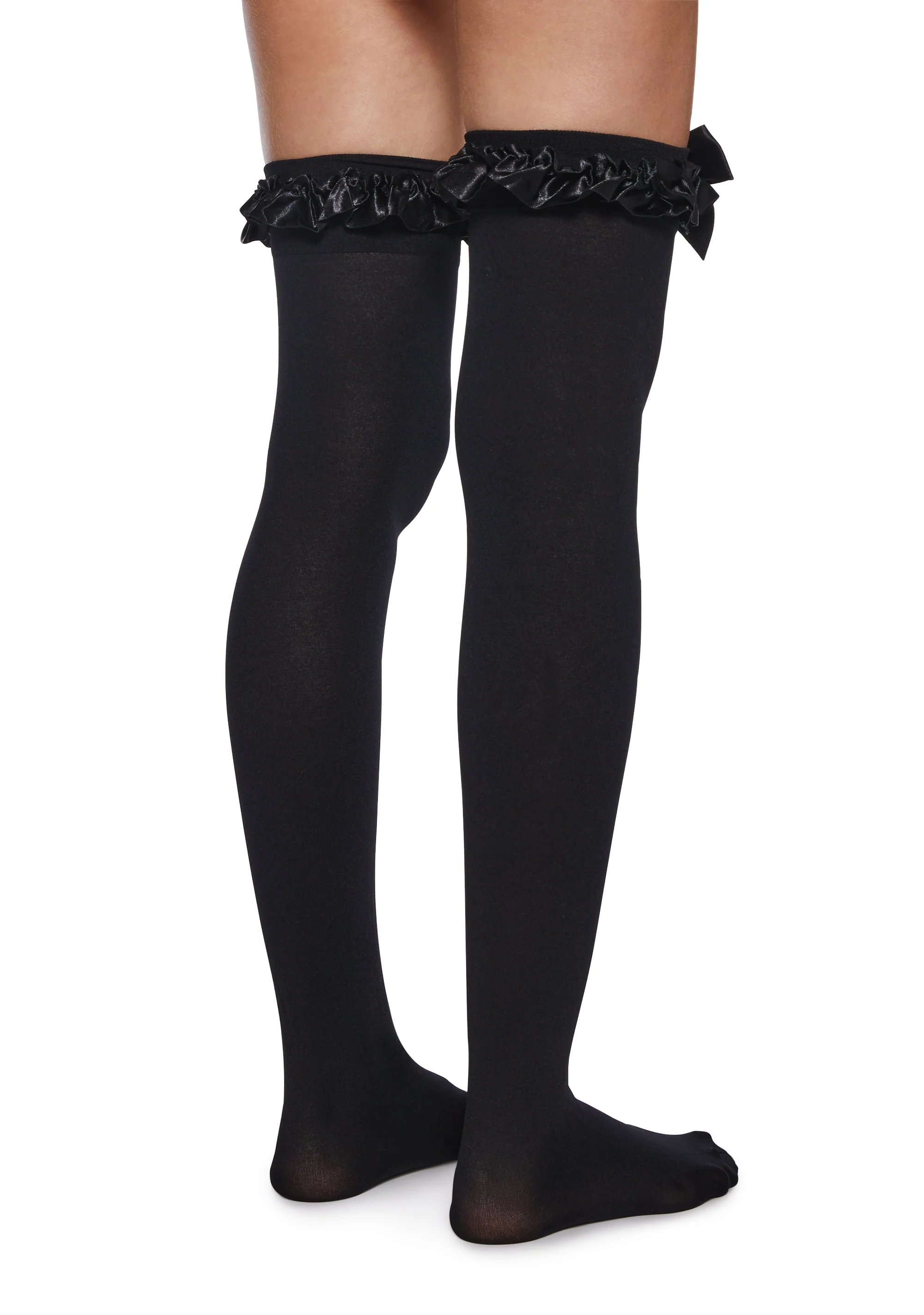 Love Of Mine Opaque Thigh Highs - Black - Image 3