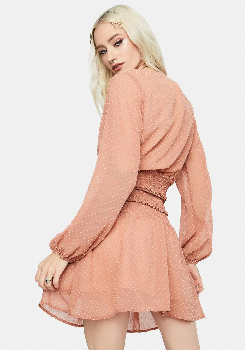 Lovely Bubbly Smocked Waist Wrap Mini Dress - Image 4