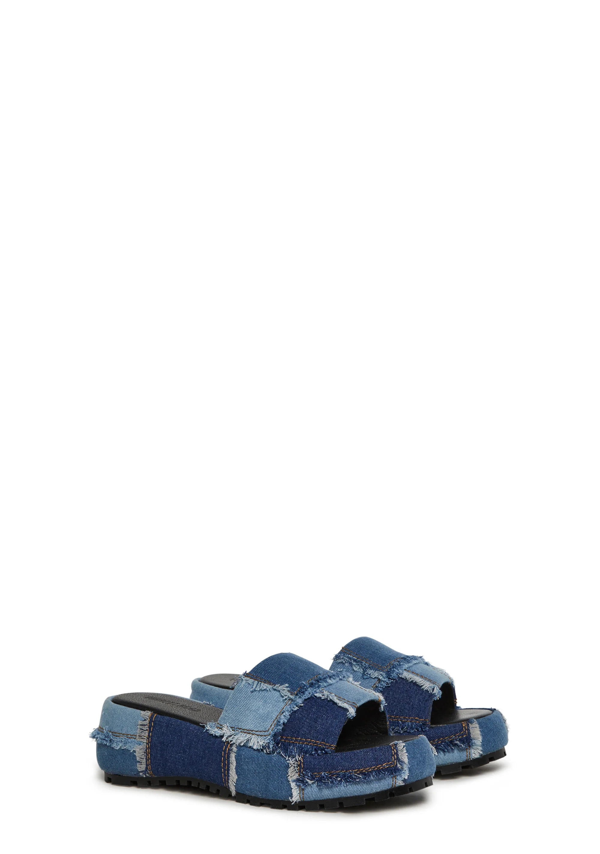 Patchwork Denim Slides - Image 3