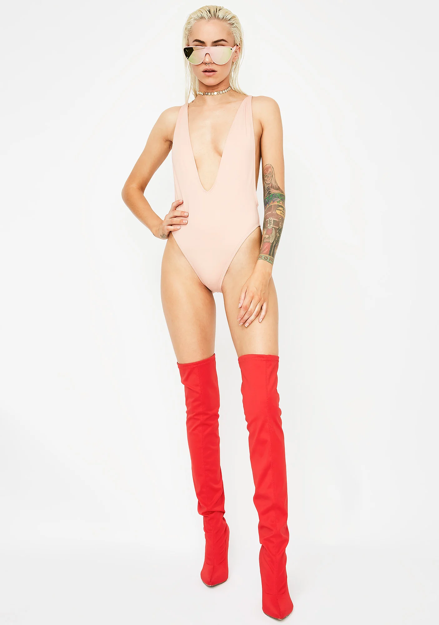 Low V-Neck One Piece - Image 5