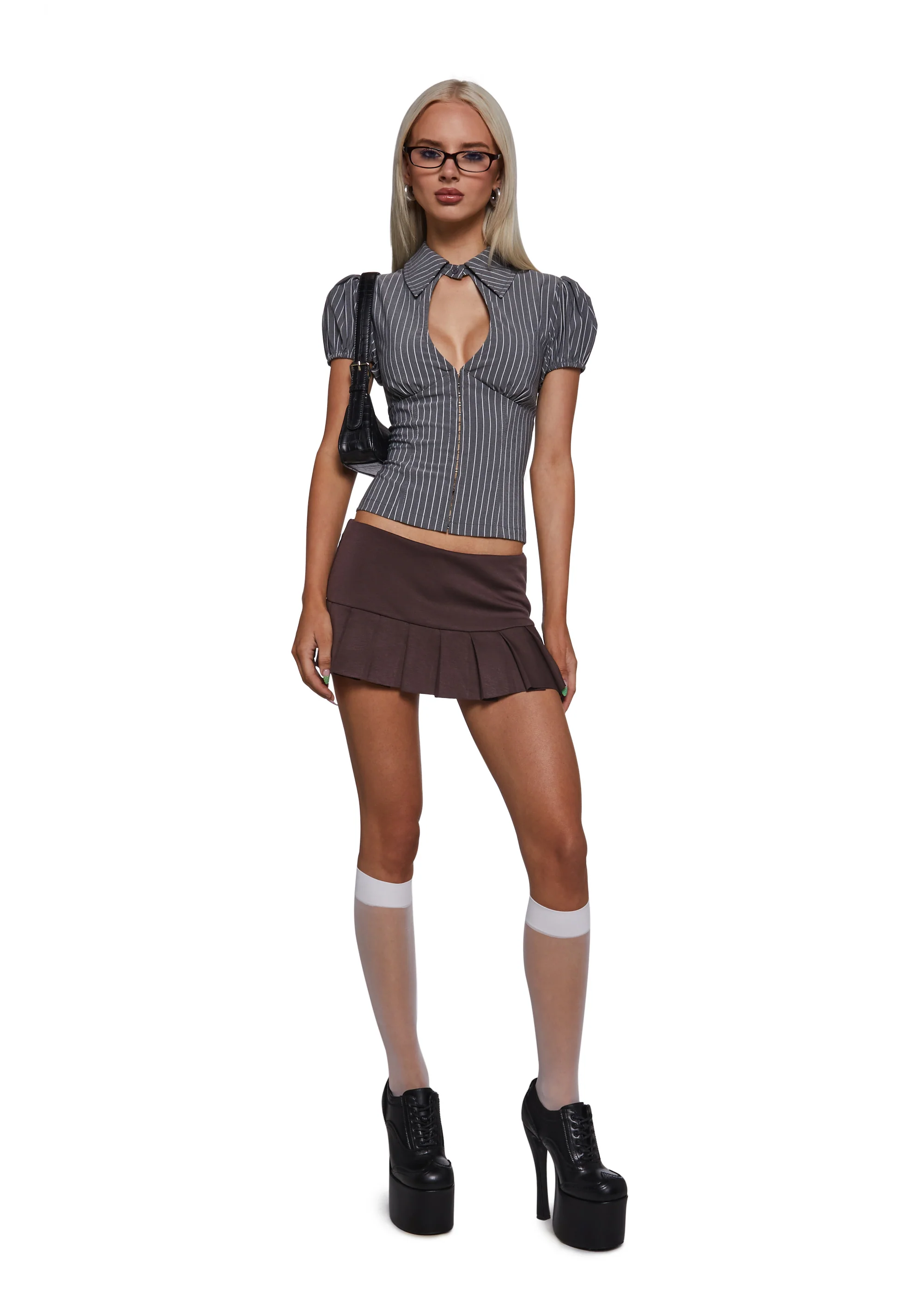 No Apologies Pleated Skort - Brown - Image 2