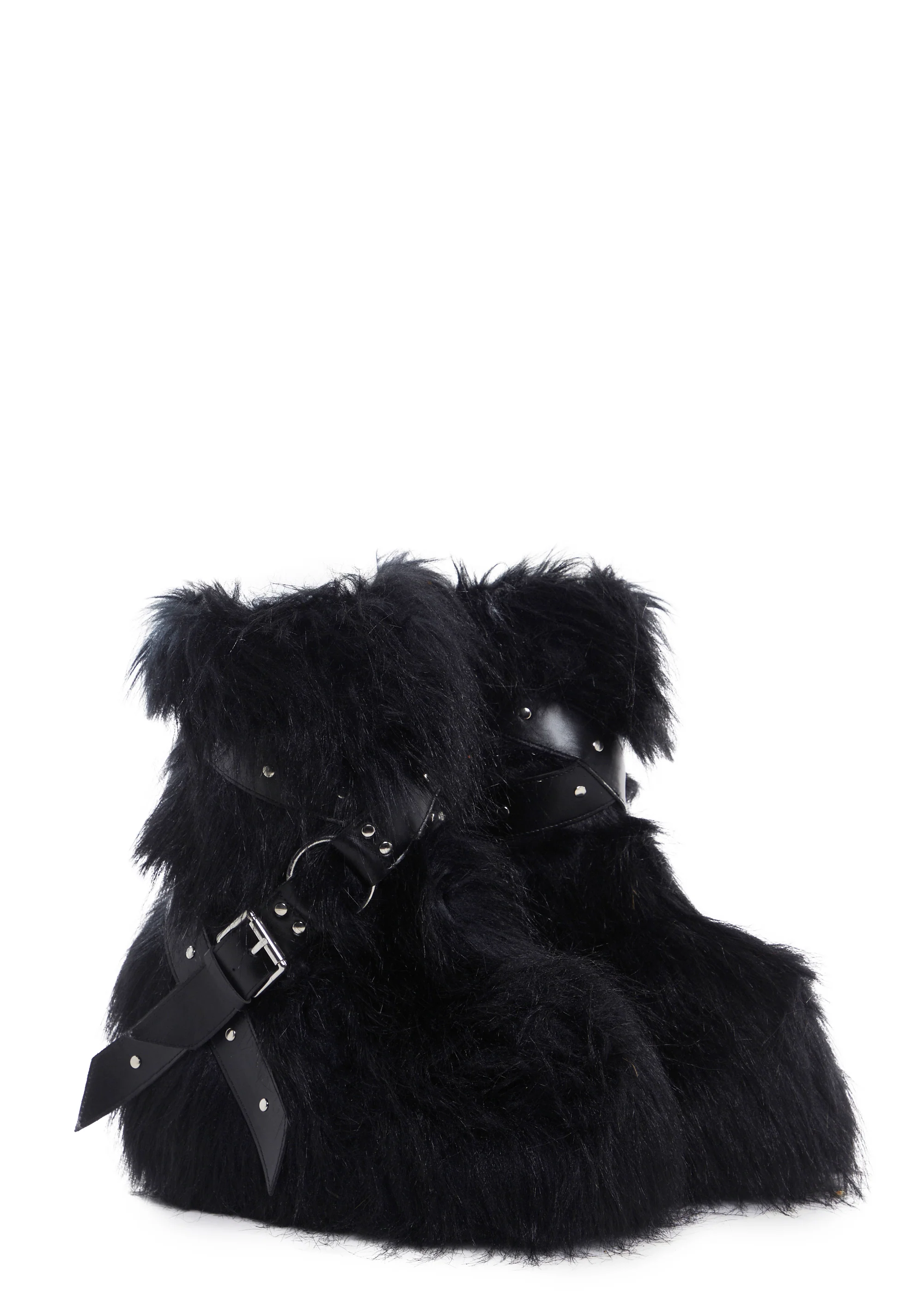 Low Wild Instincts Faux Fur Platform Boots - Black - Image 3
