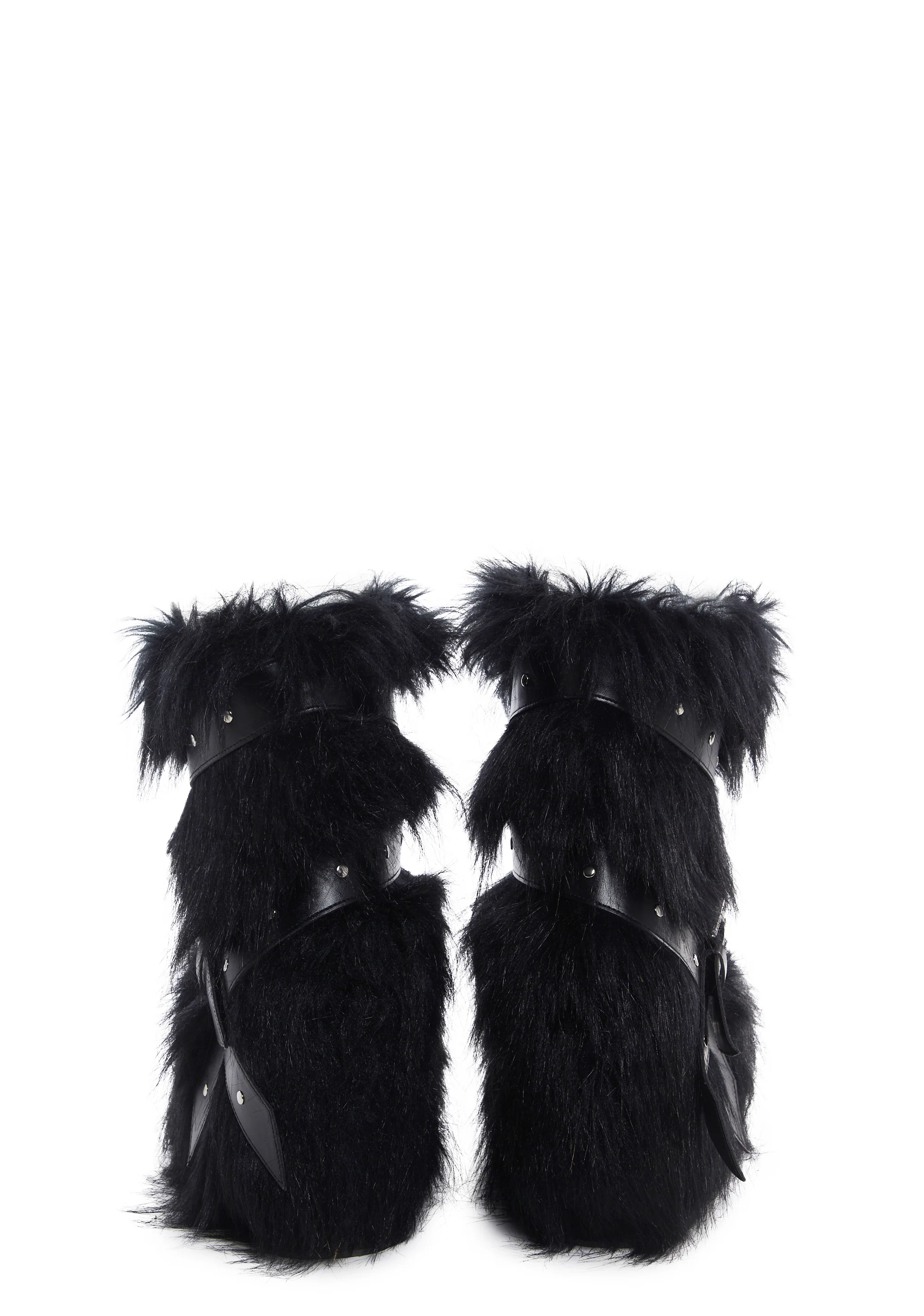 Low Wild Instincts Faux Fur Platform Boots - Black - Image 4