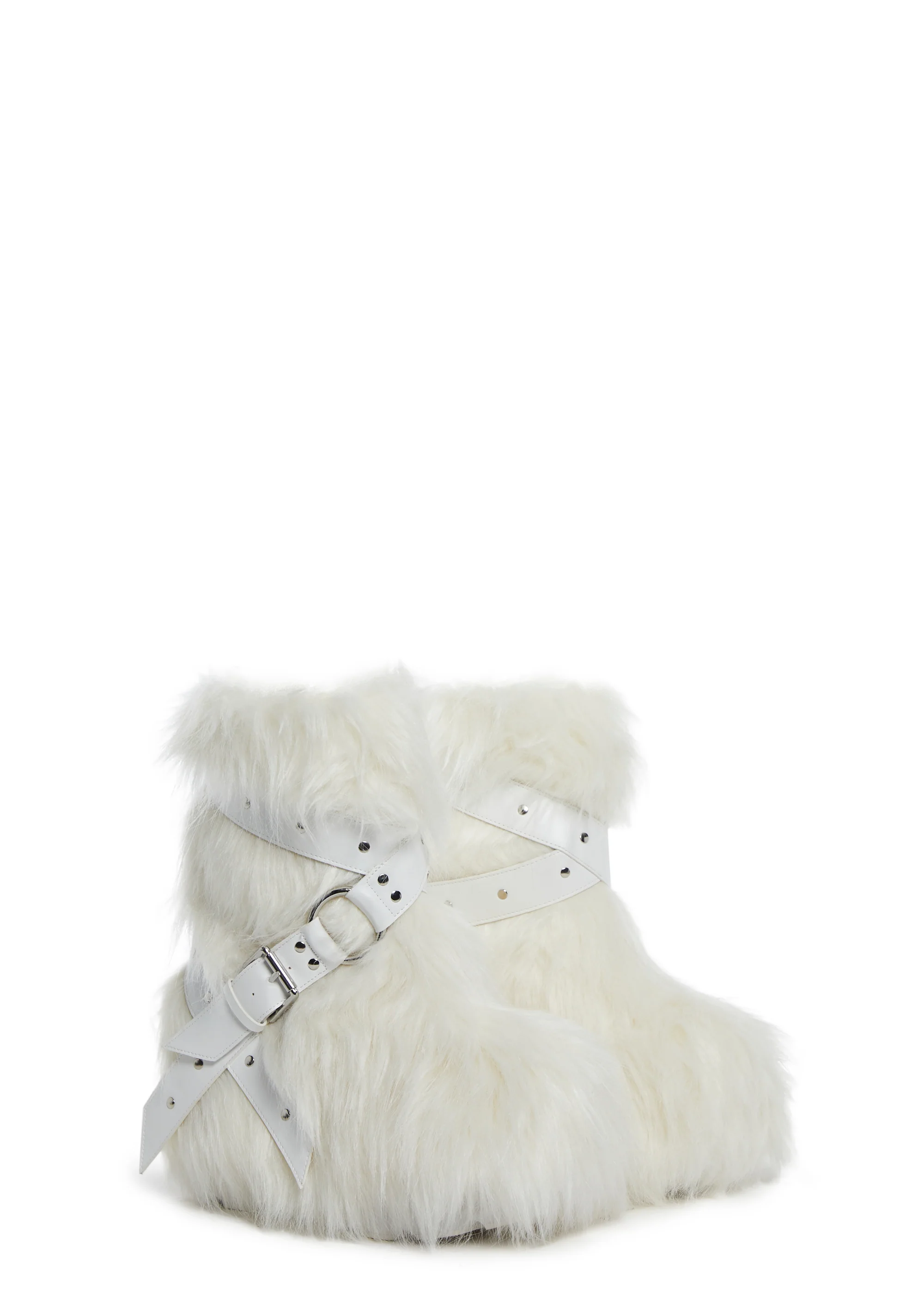 Low Wild Instincts Faux Fur Combats Boots - White - Image 3