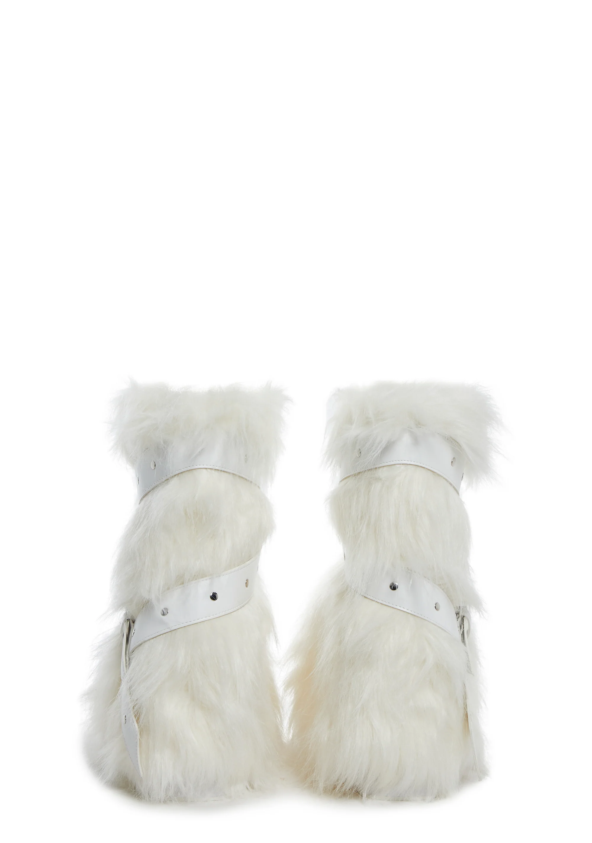 Low Wild Instincts Faux Fur Combats Boots - White - Image 4