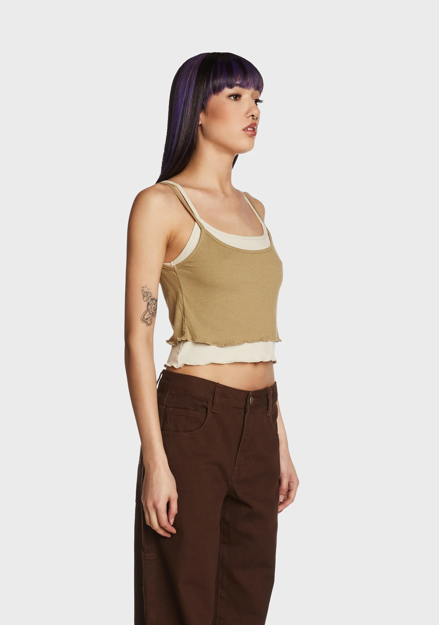 Lowkey Cool Crop Top - Brown - Image 3