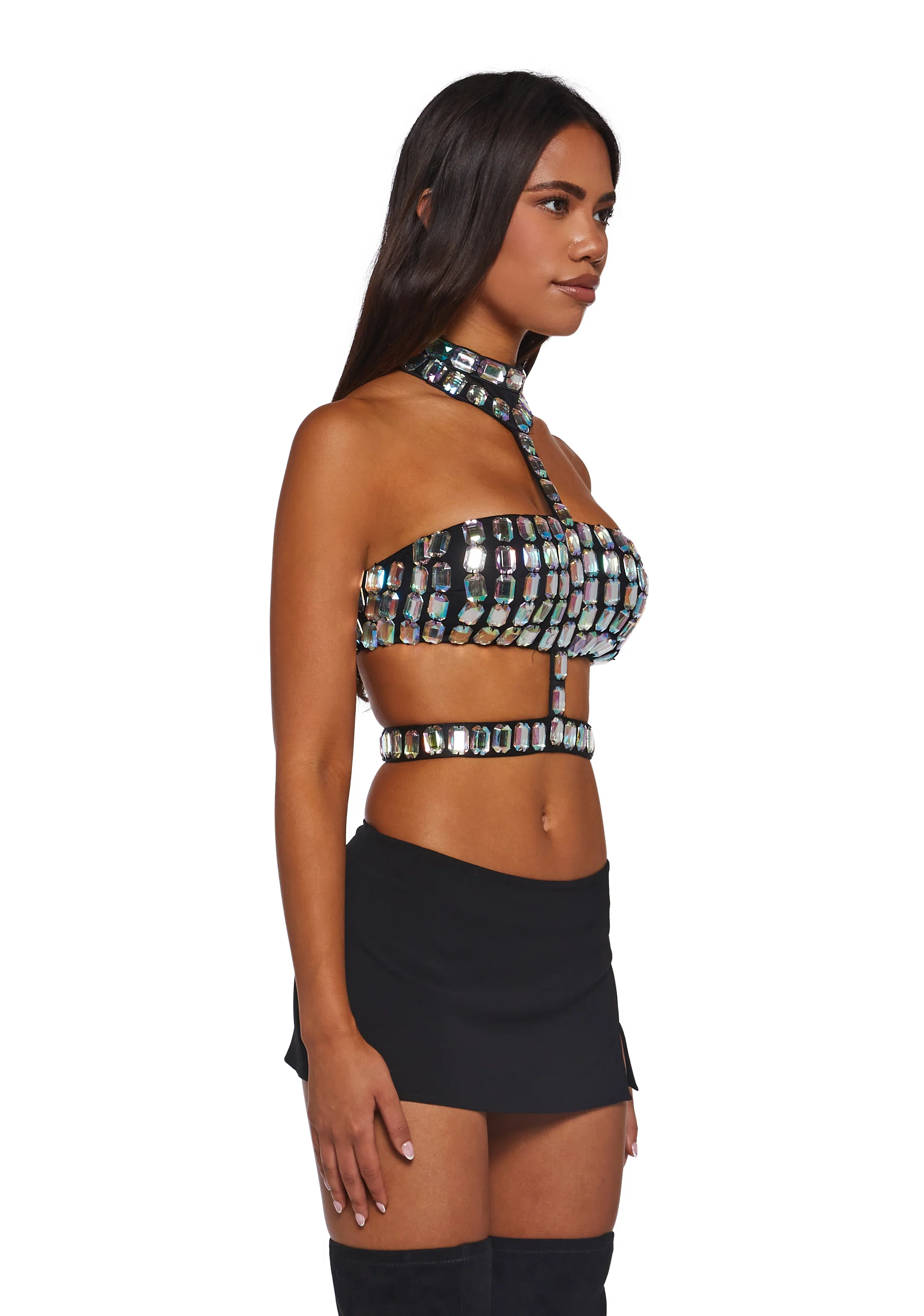 Lust Sparks Rhinestone Harness Top - Image 3