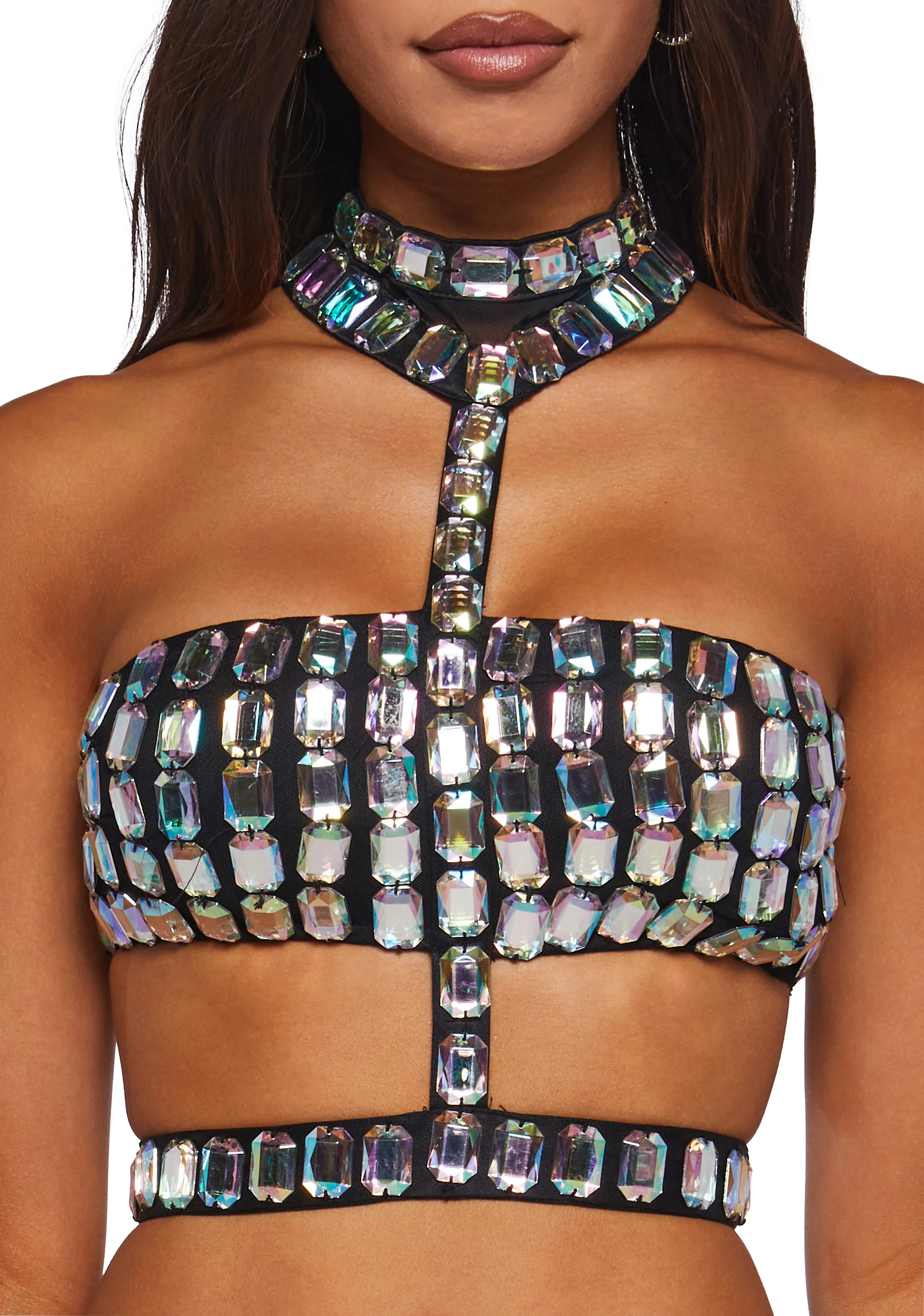 Lust Sparks Rhinestone Harness Top - Image 5