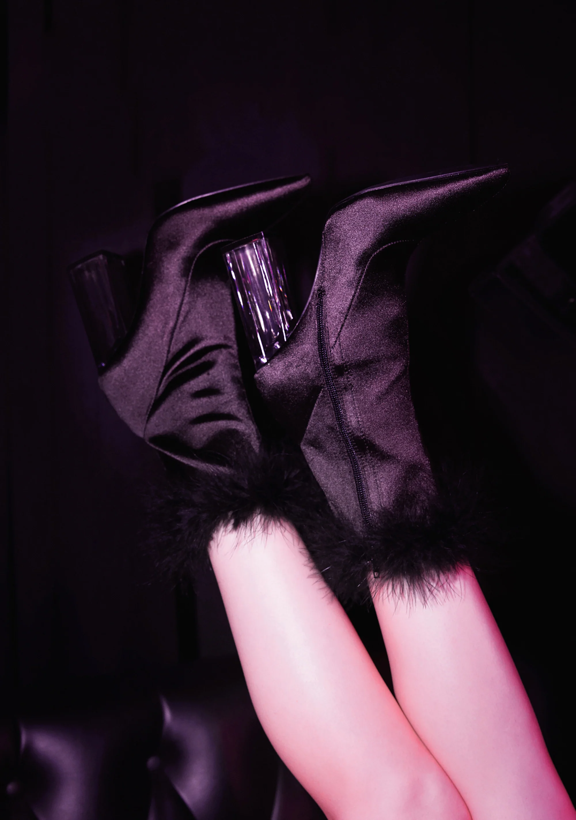 Luv Me Or Hate Me Marabou Boots - Black - Image 5