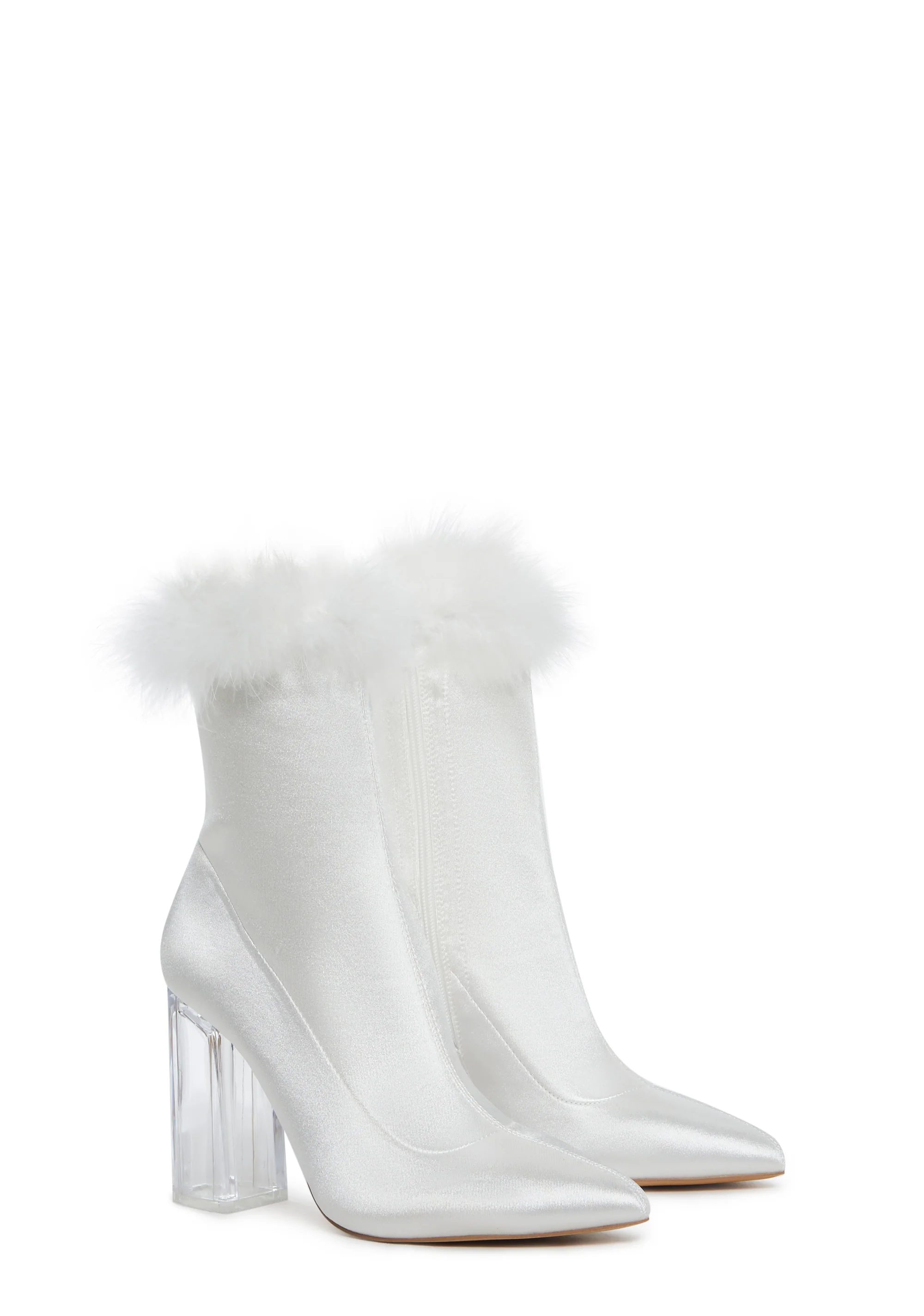 Luv Me Or Hate Me Marabou Boots - White - Image 3