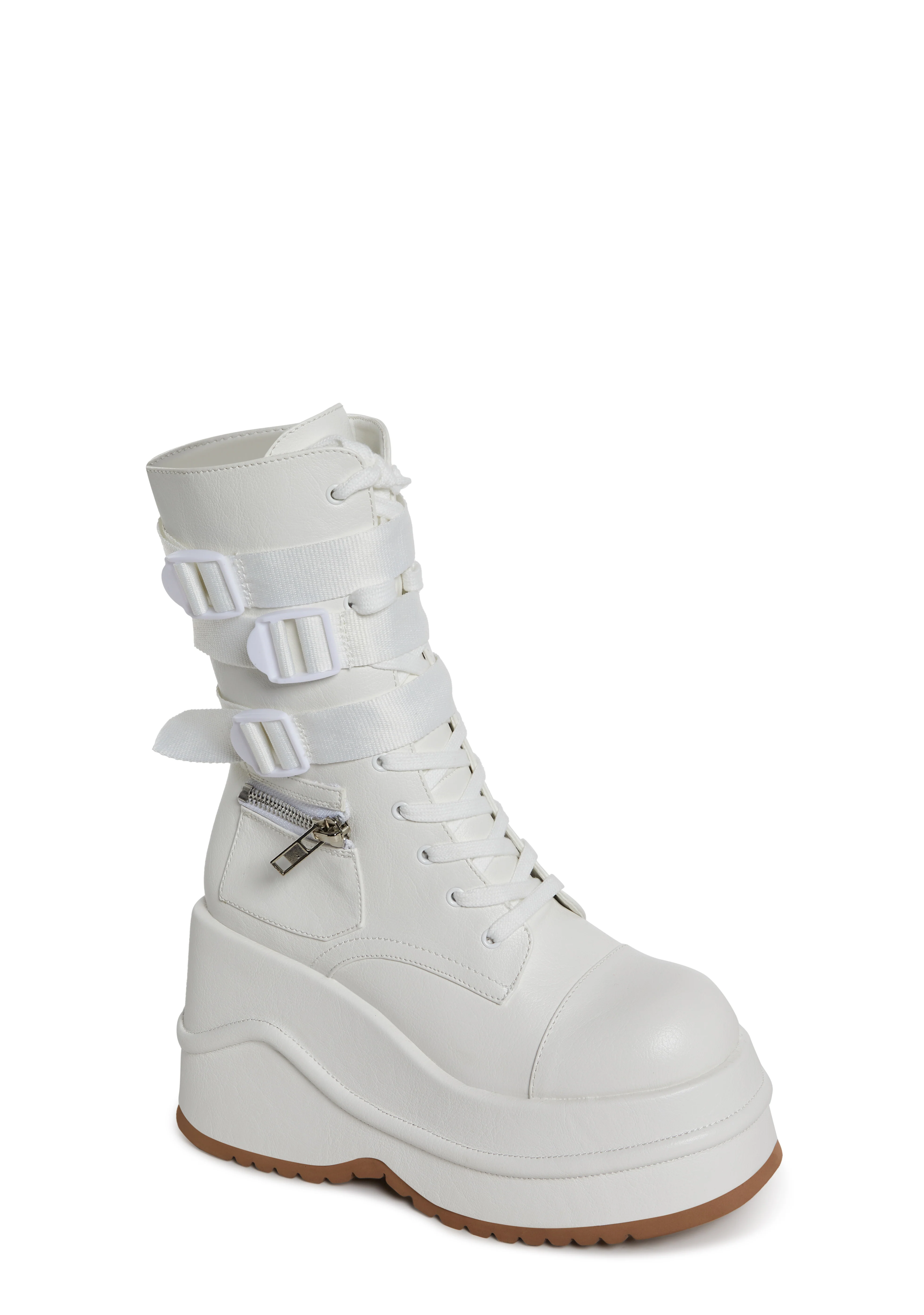 Mad Hustle Wedge Platform Boots - White - Image 2