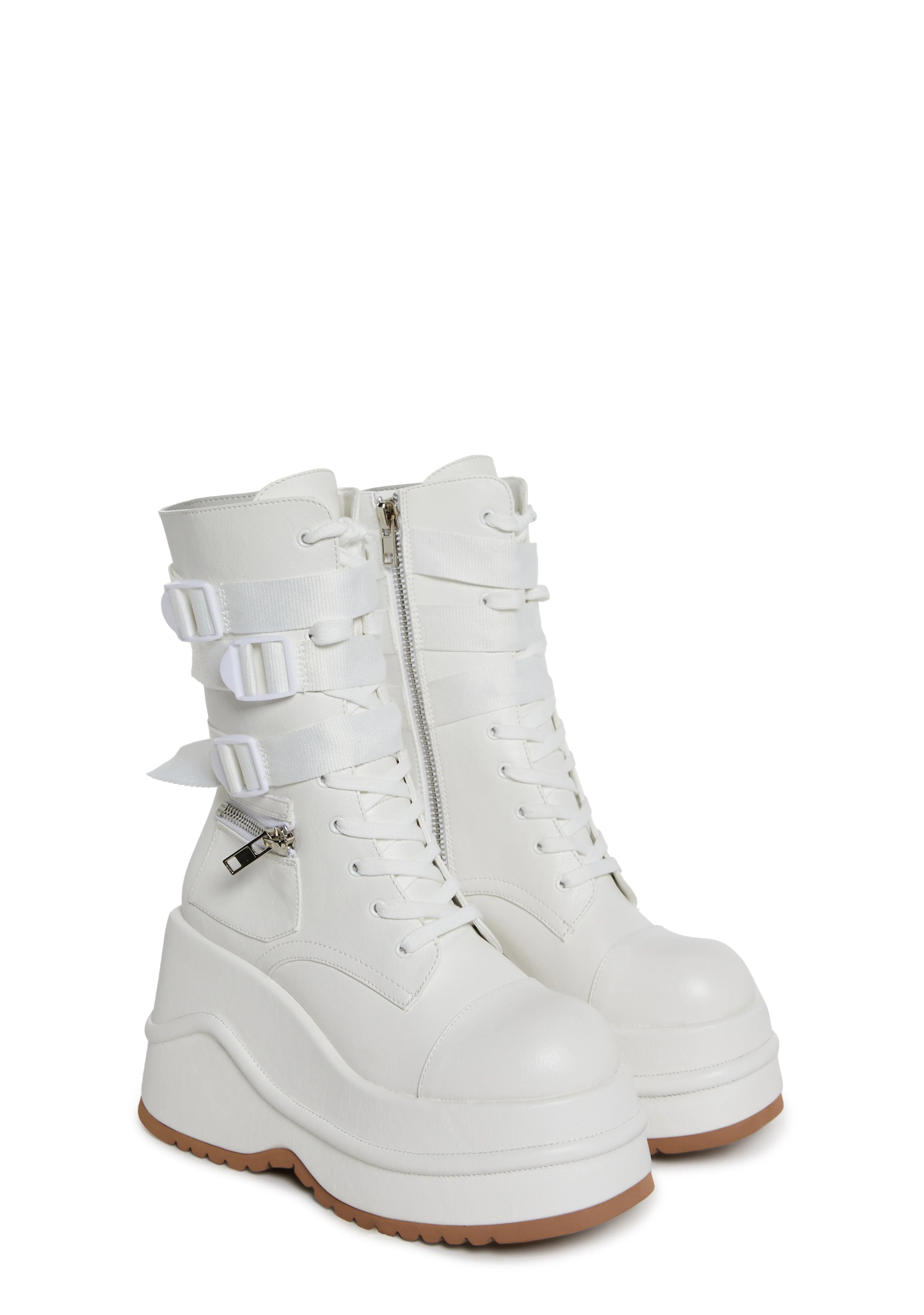 Mad Hustle Wedge Platform Boots - White - Image 3
