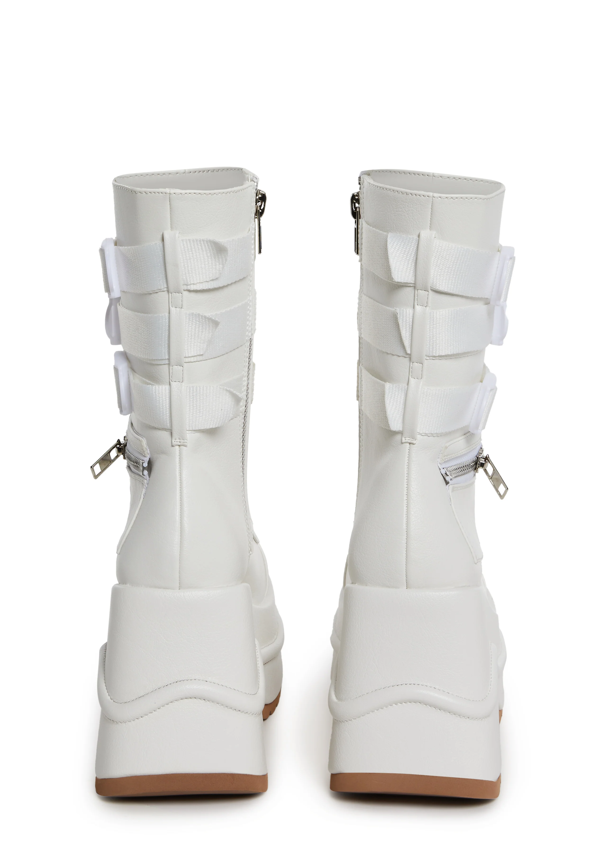 Mad Hustle Wedge Platform Boots - White - Image 4
